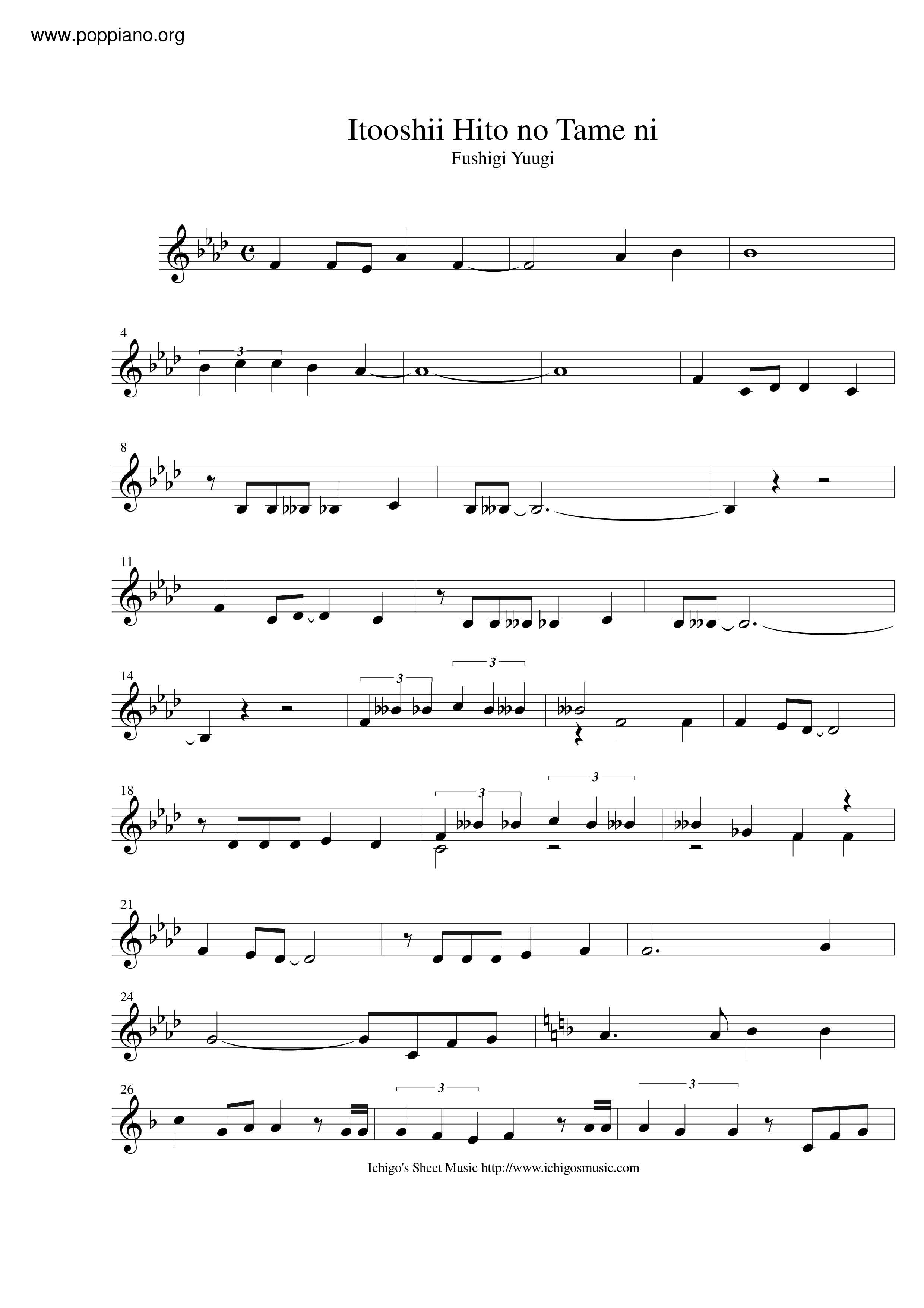 Itooshii Hito No Tame Ni Score