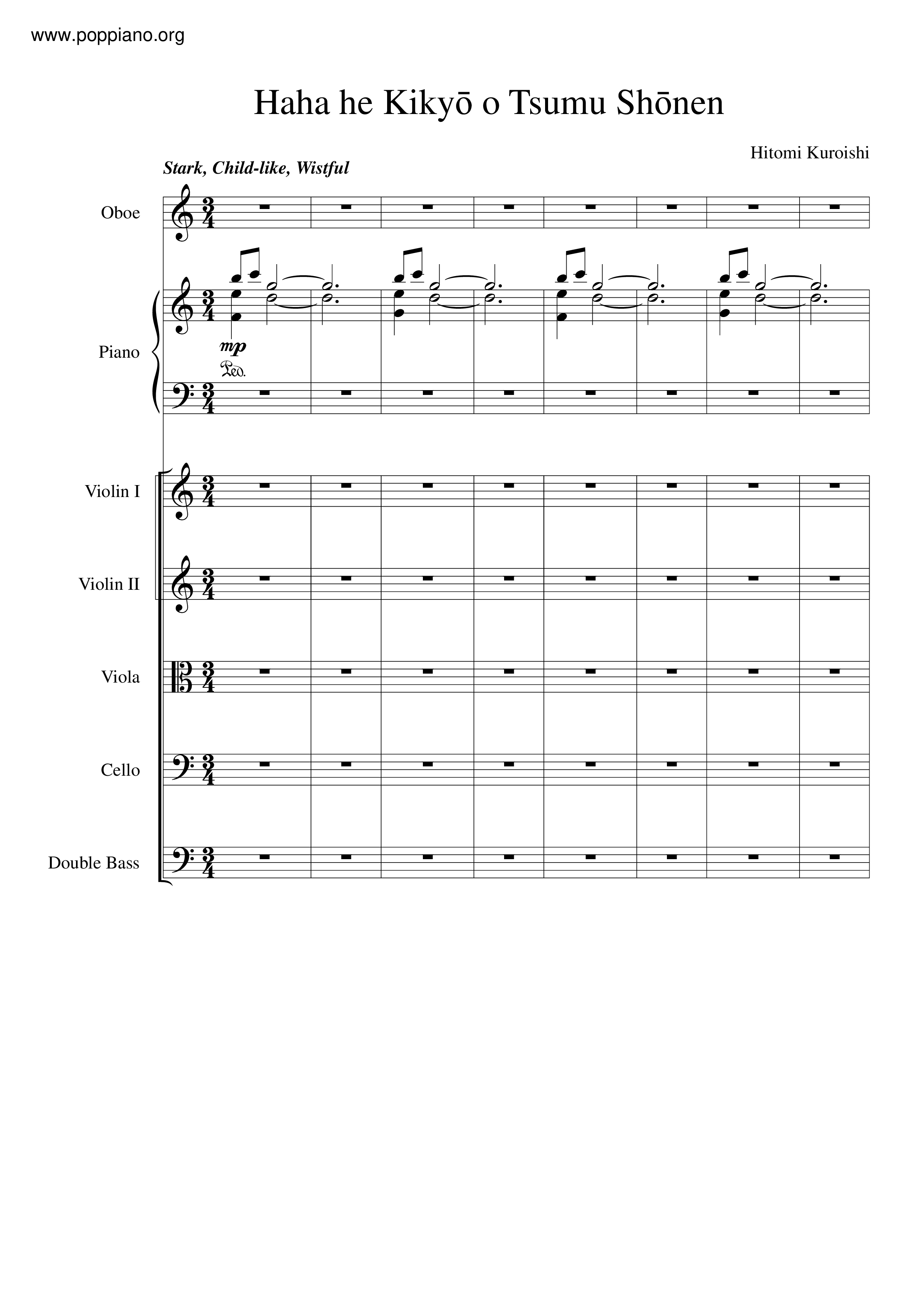 Haha He Kikyō O Tsumu ShōNen Score