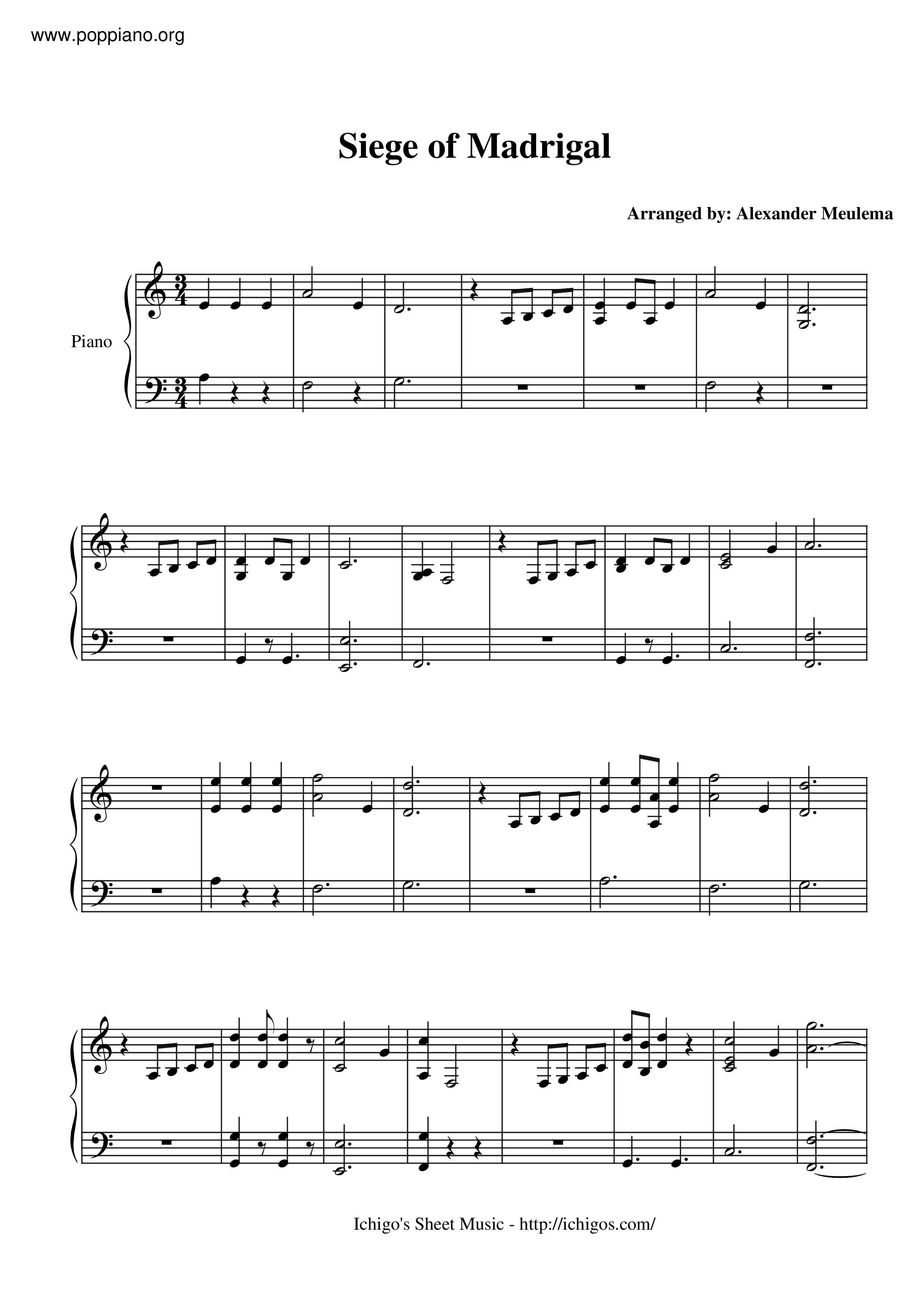 Siege Of Madrigal Score