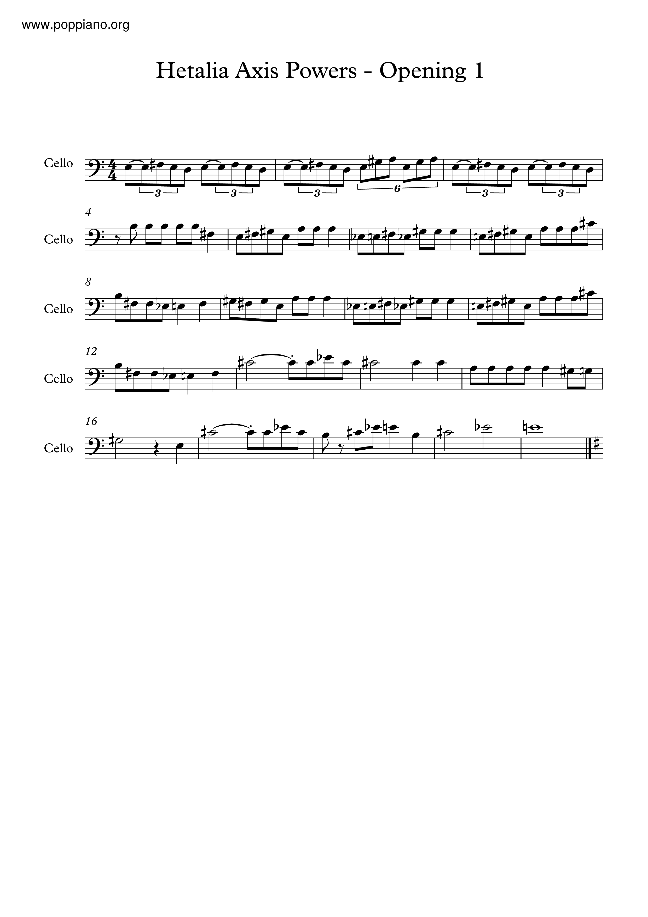 Hetalia Opening 1 Score