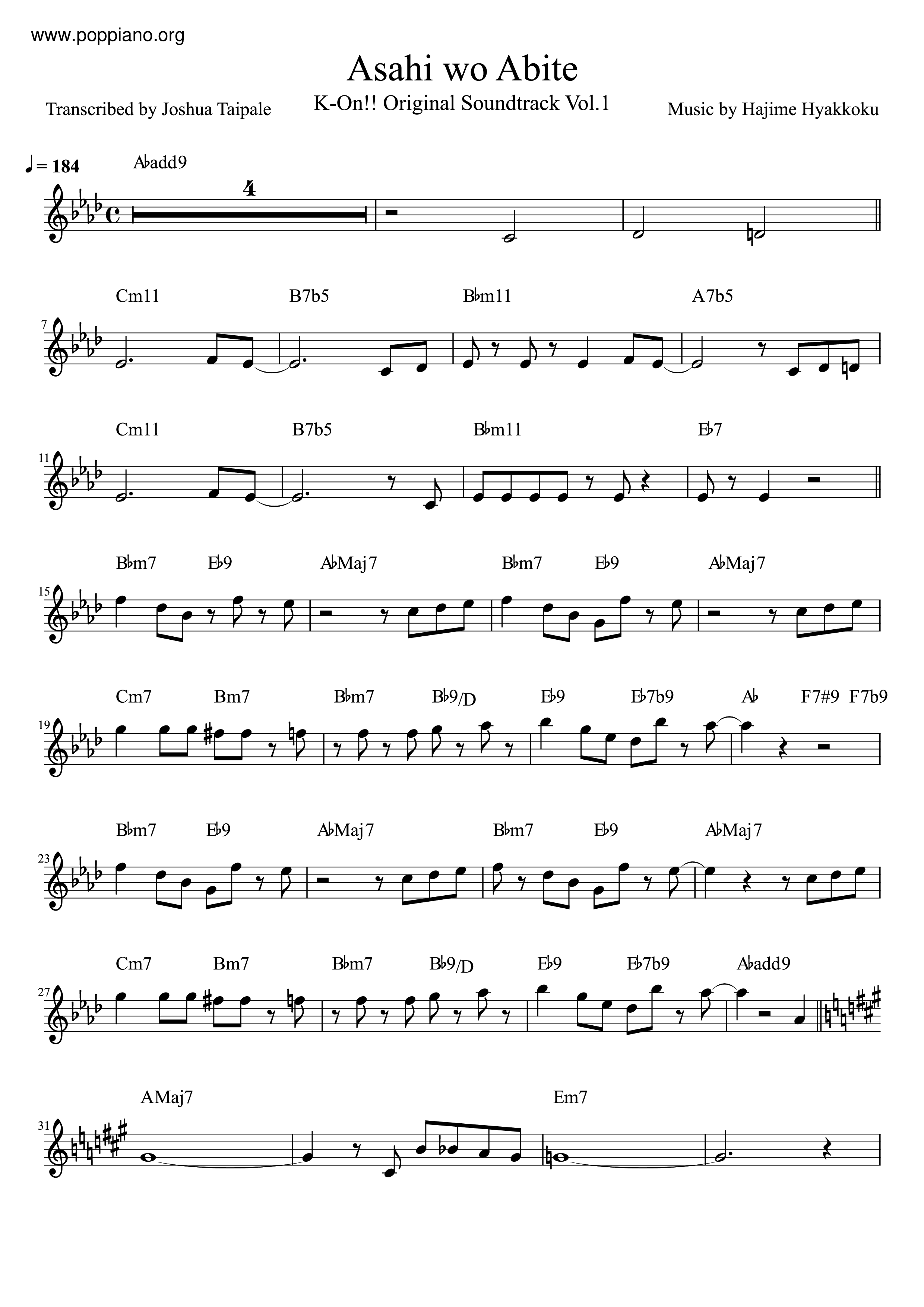 Asahi Wo Abite Score