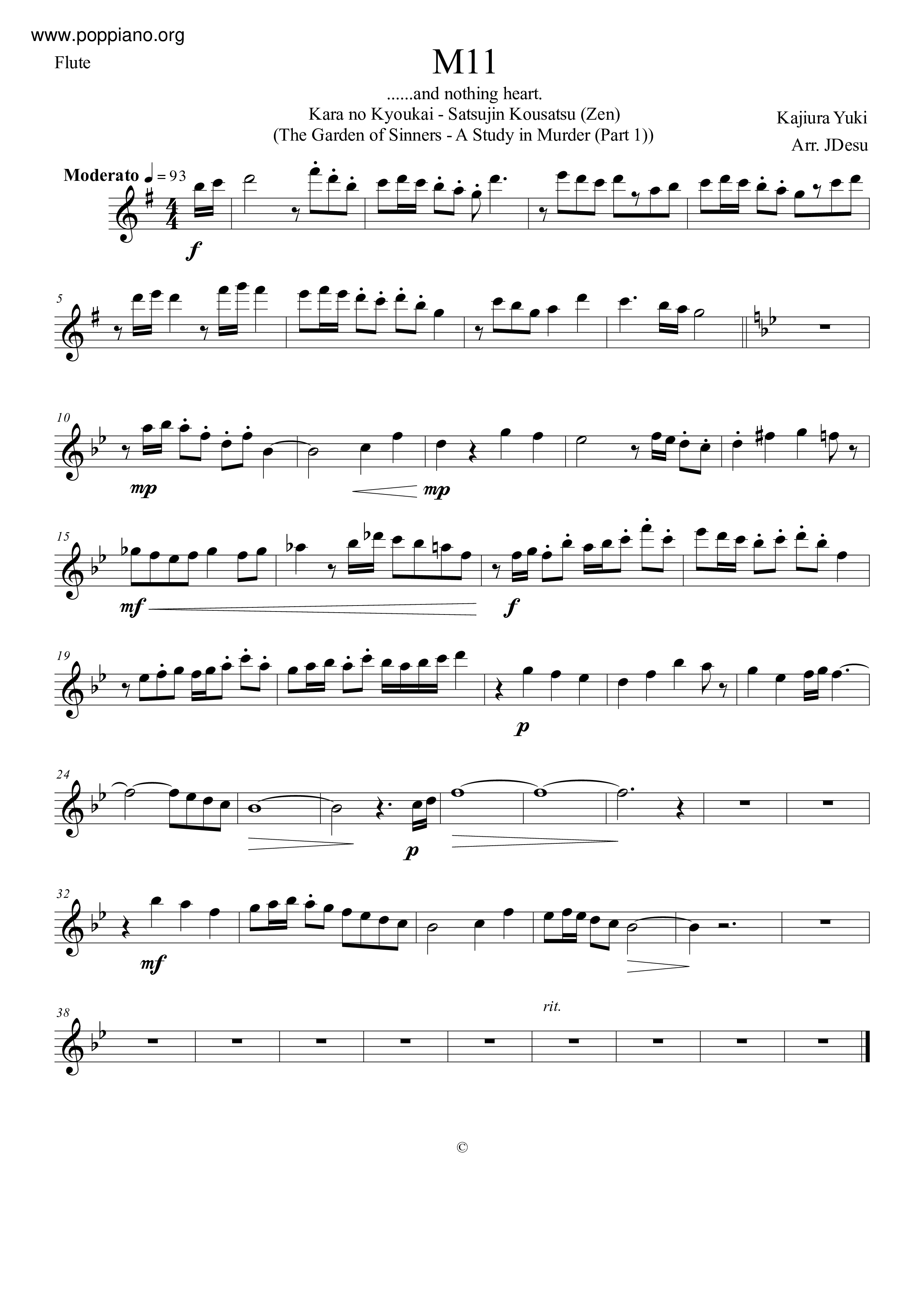 M11 Flute Part Score