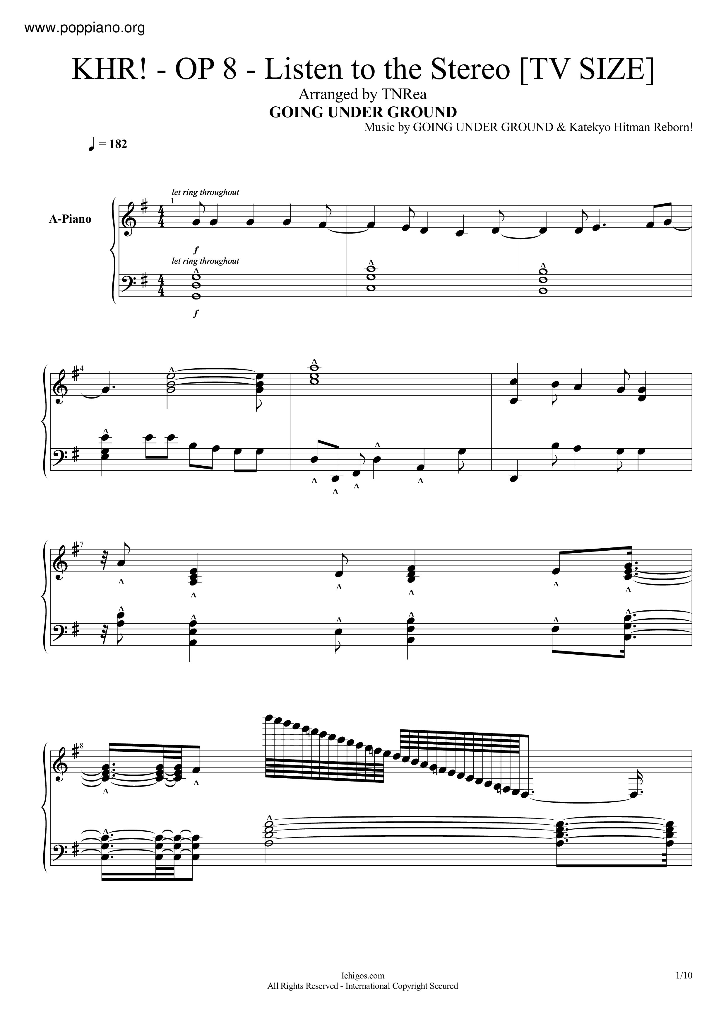 Opening 8 / Listen To The Stereo - Going Under Ground [Tv Size] Score