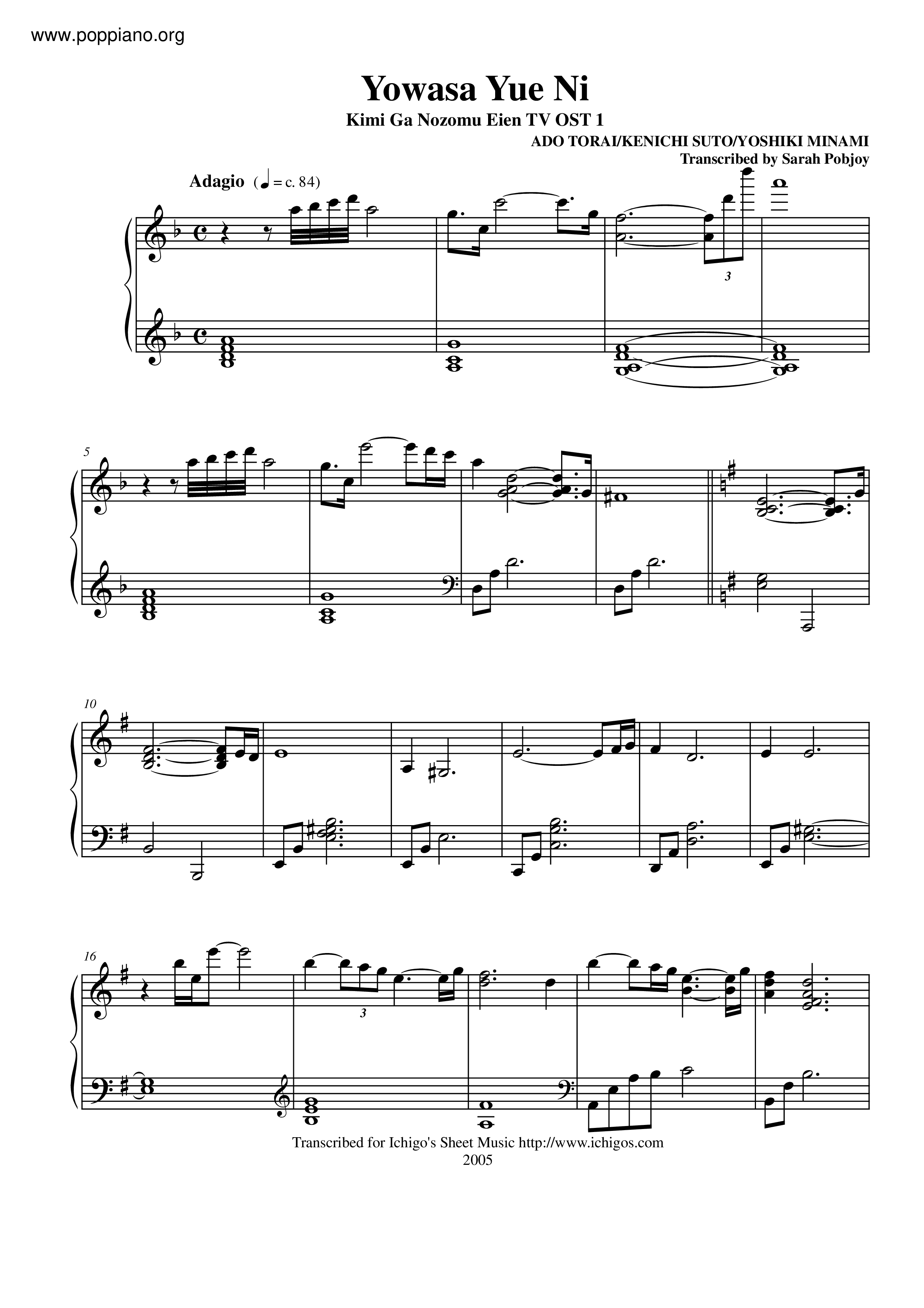 Yowasa Yue Ni Score