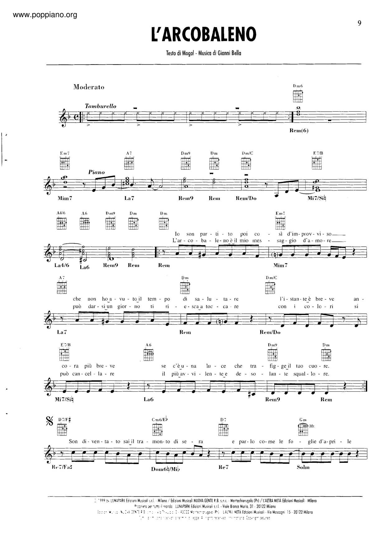 L'Arcobaleno Score