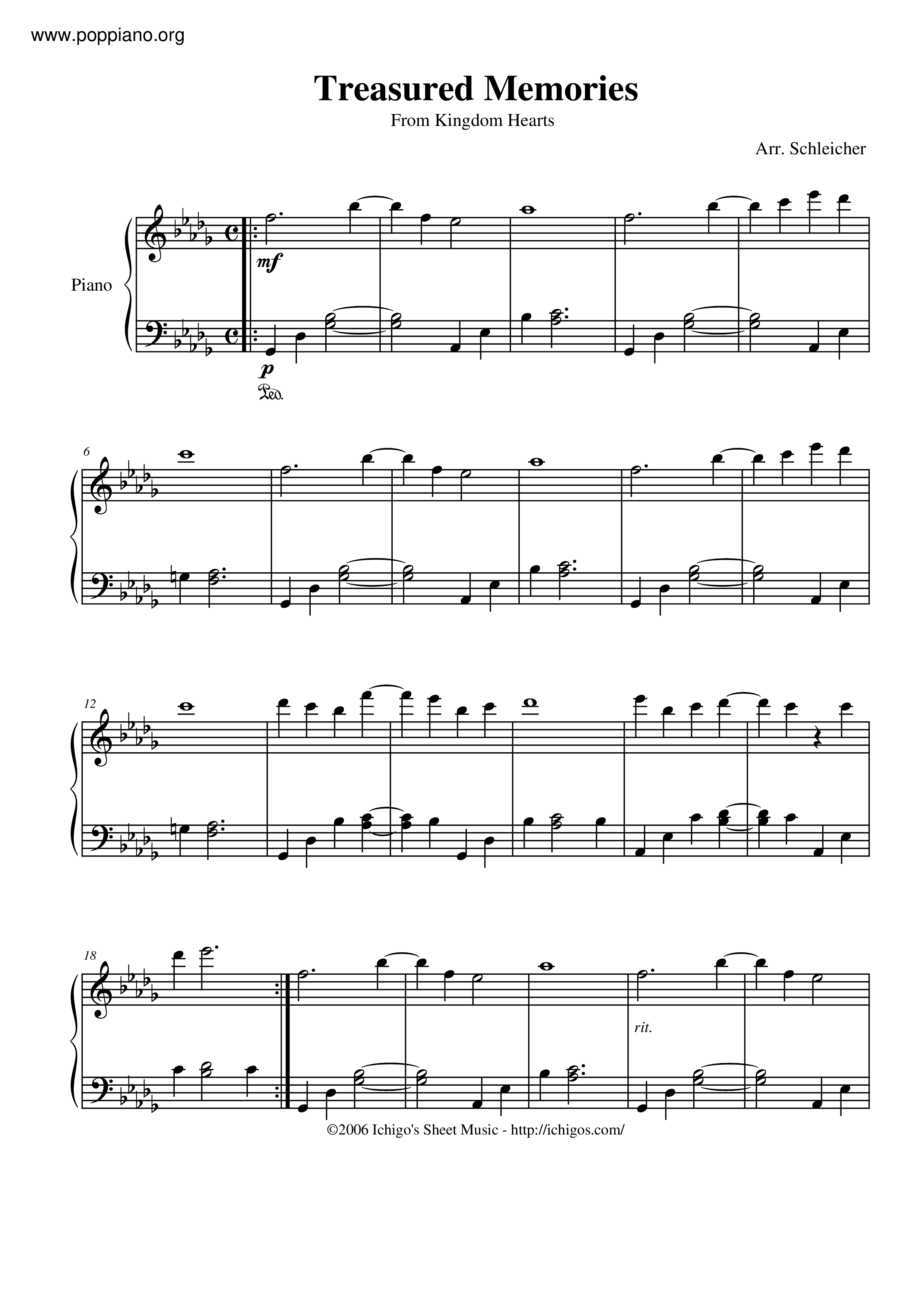 Treasured Memories Score