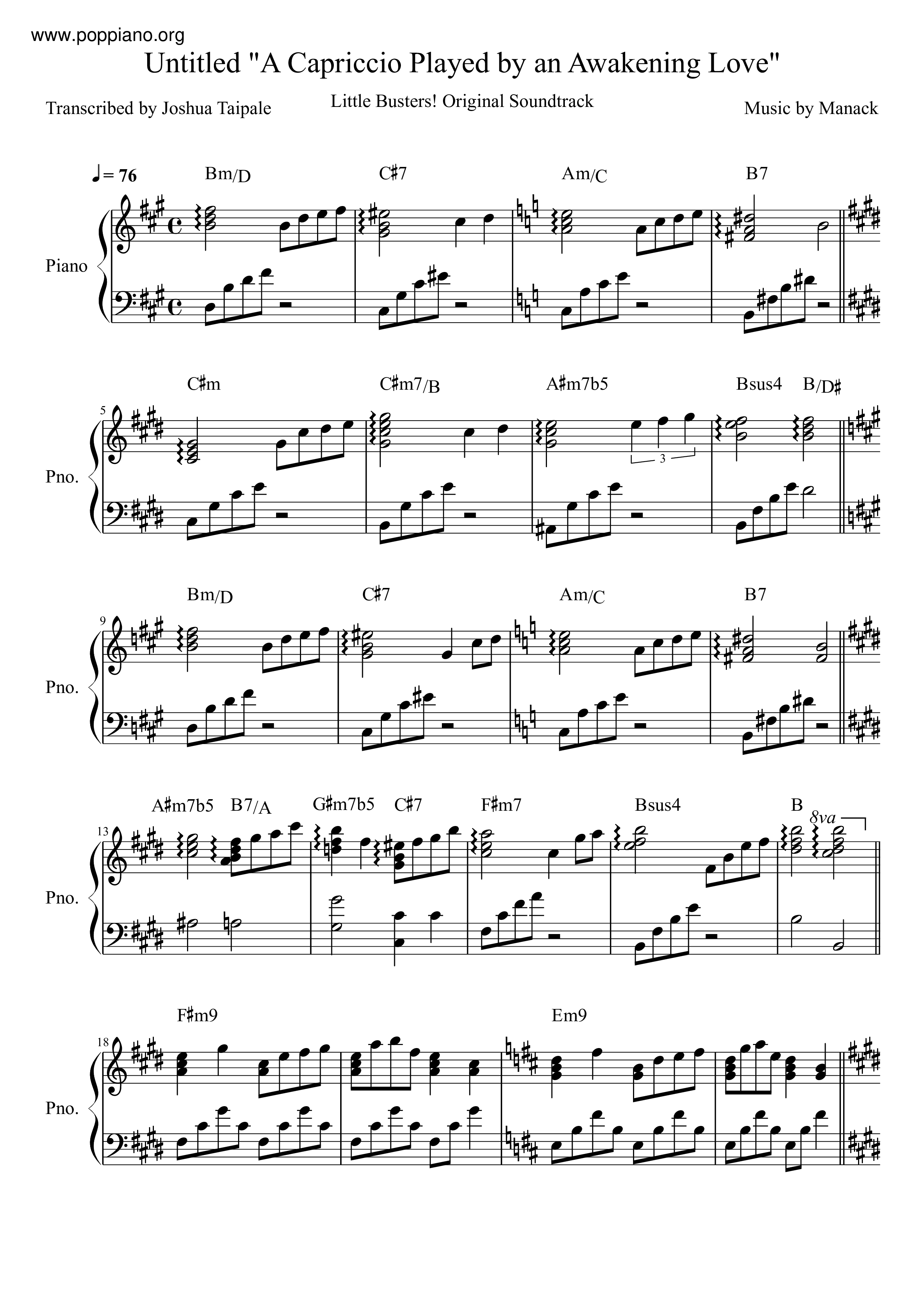 Untitled 'A Capriccio Played By An Awakening Love' Score