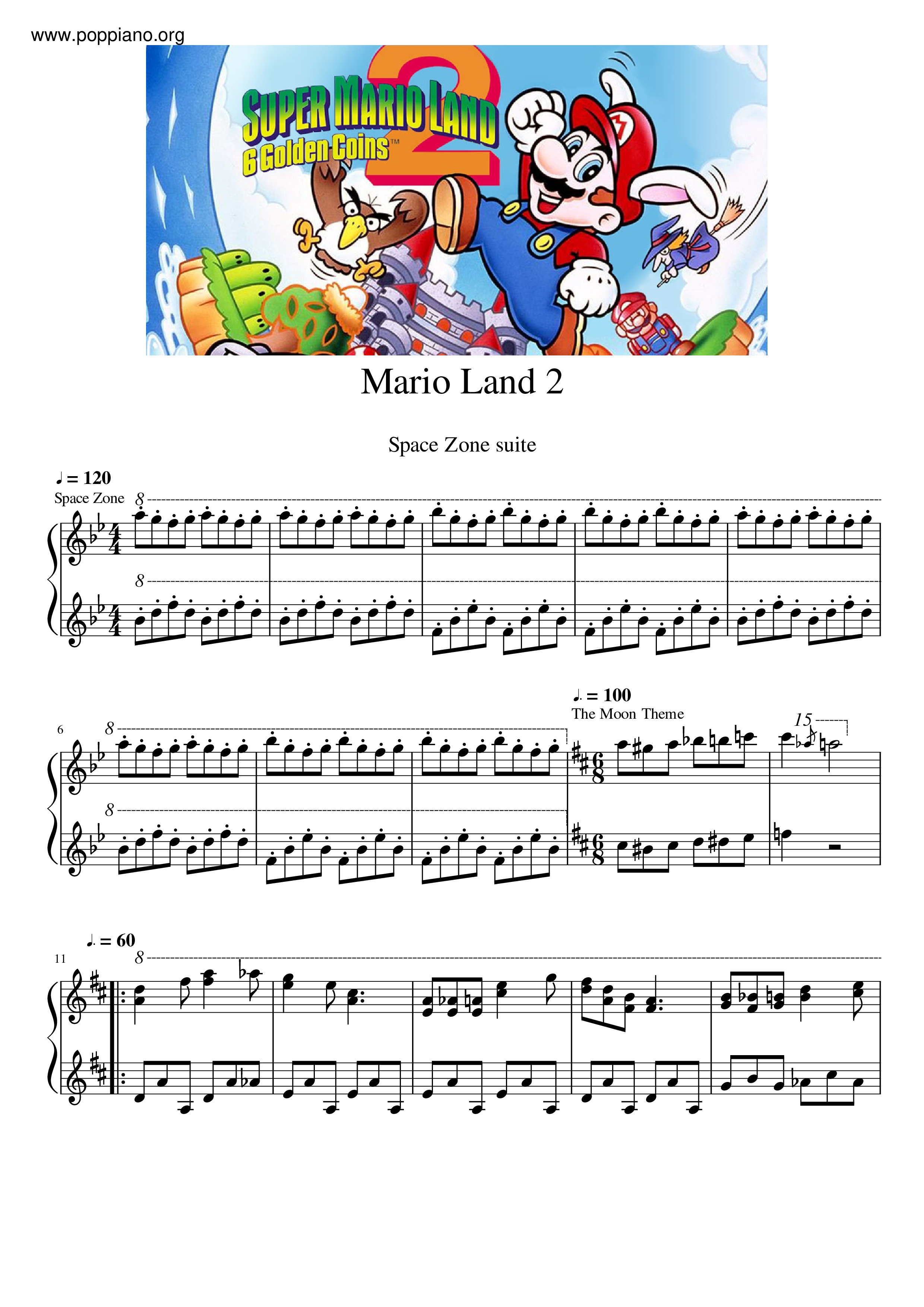 Mario Land 2-Space Zone Suite Sheet Music pdf, - Free Score Download ★