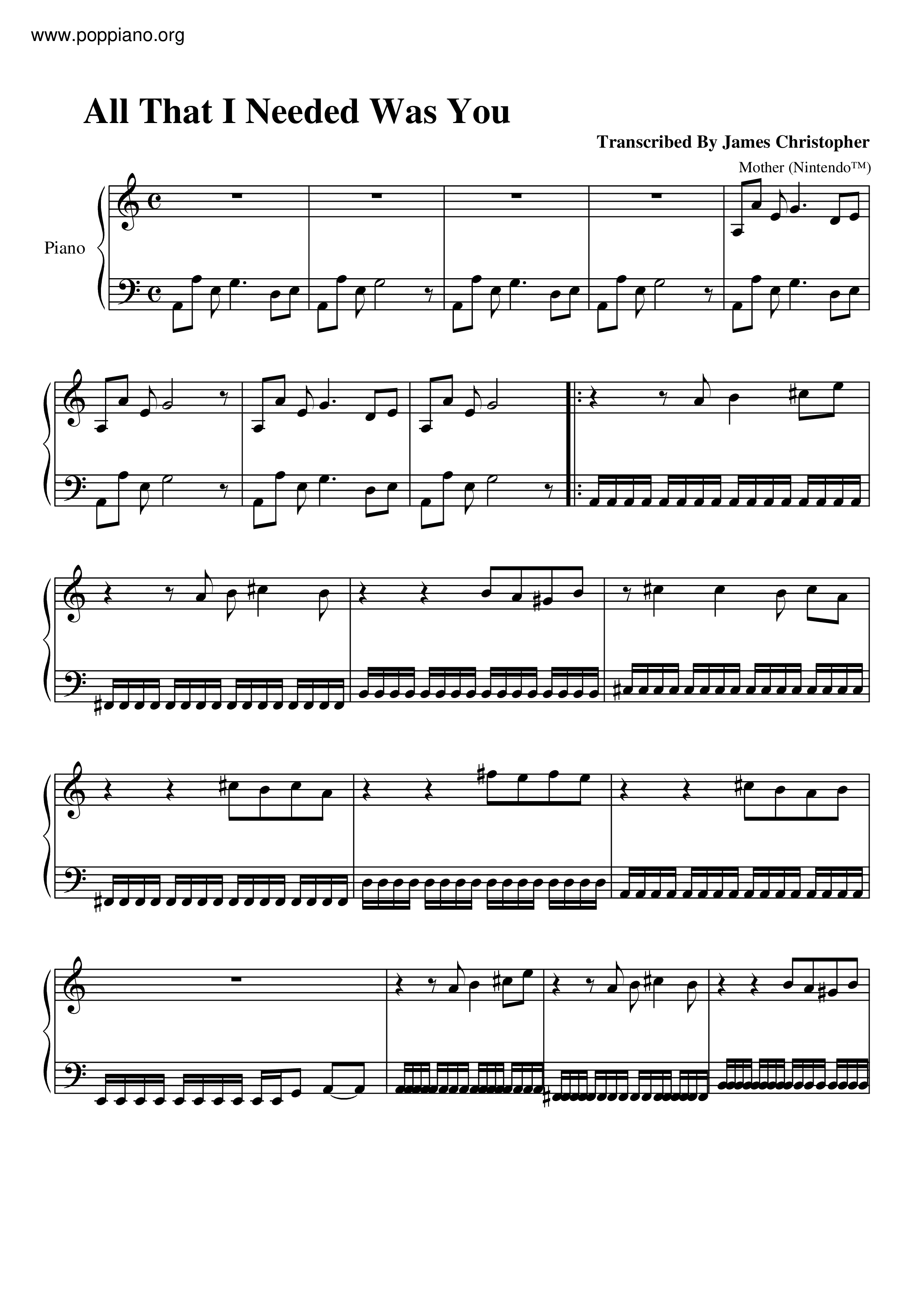 All That I Needed(Was You) Score