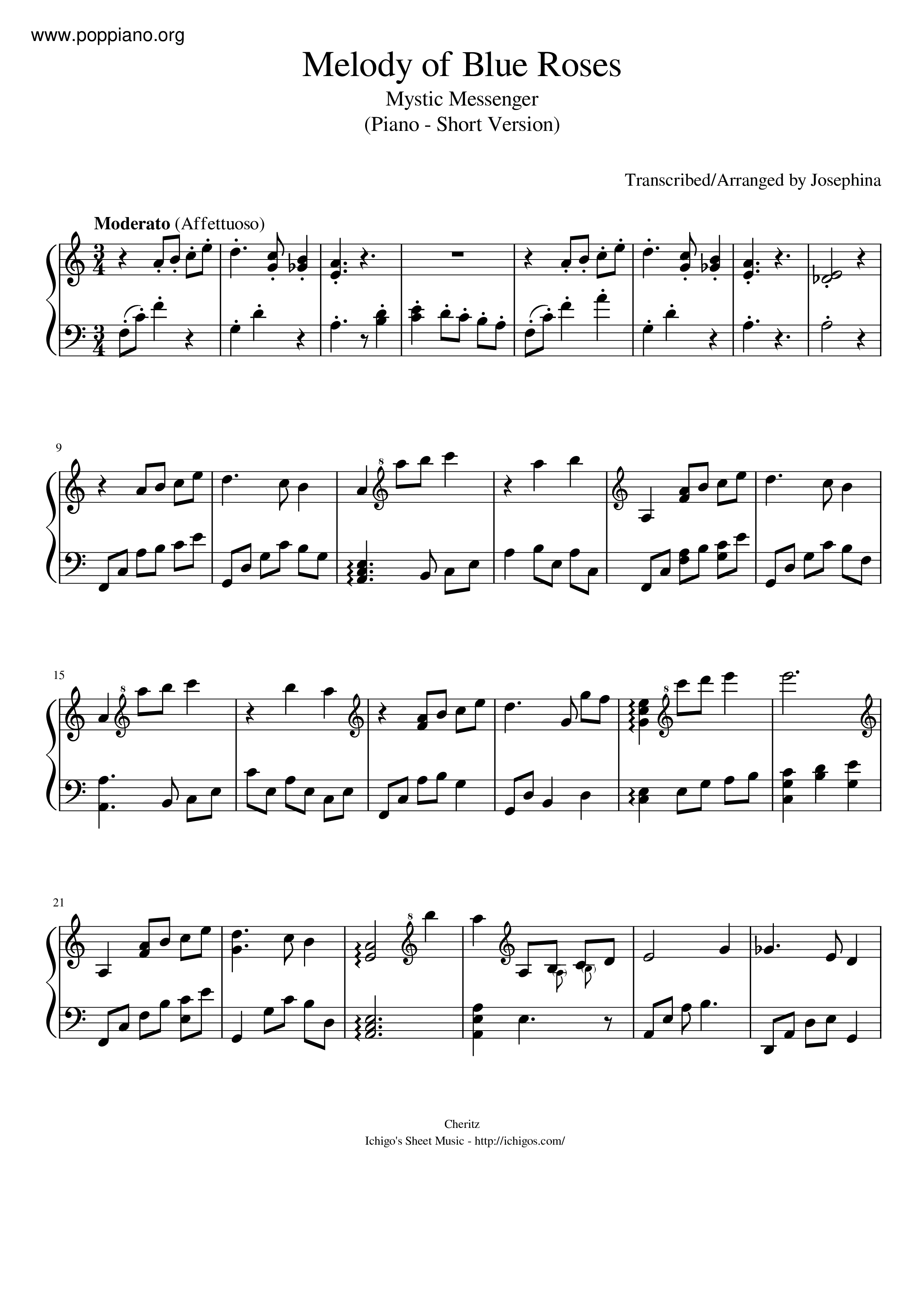 Melody Of Blue Roses Score