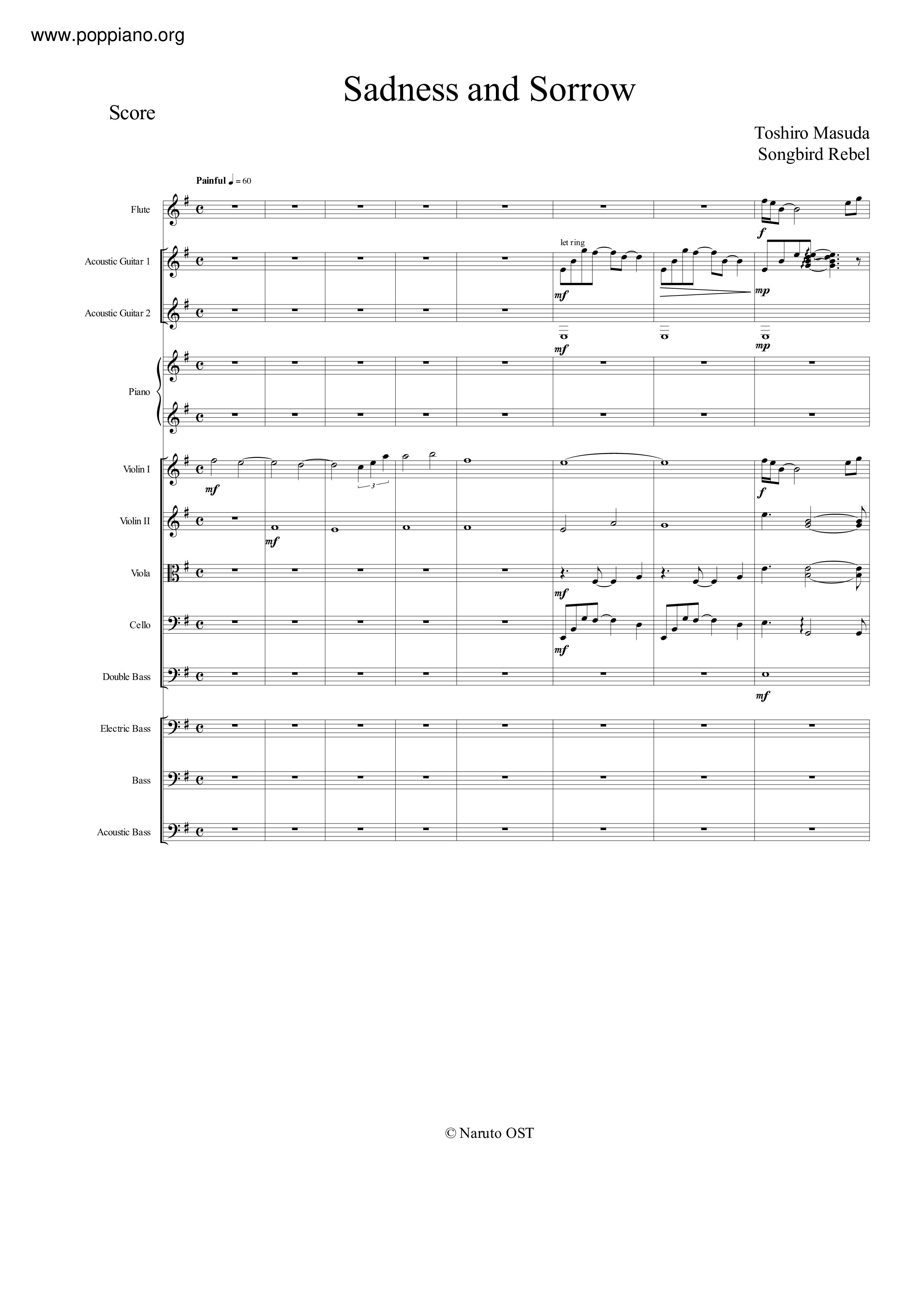 Sadness And Sorrow / Hokage's Funeral Score