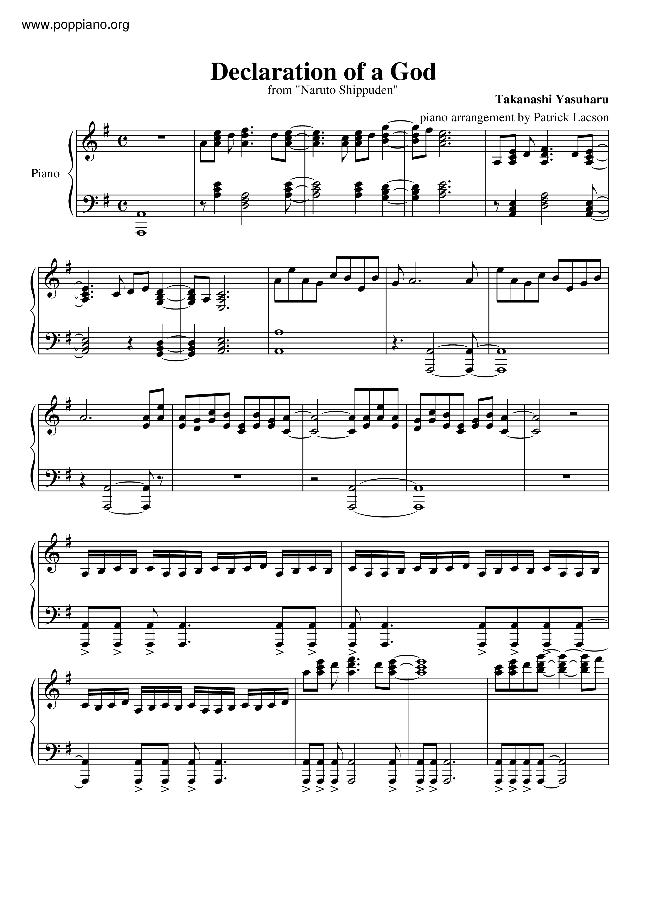 Declaration Of A God(Pain's Theme) Score