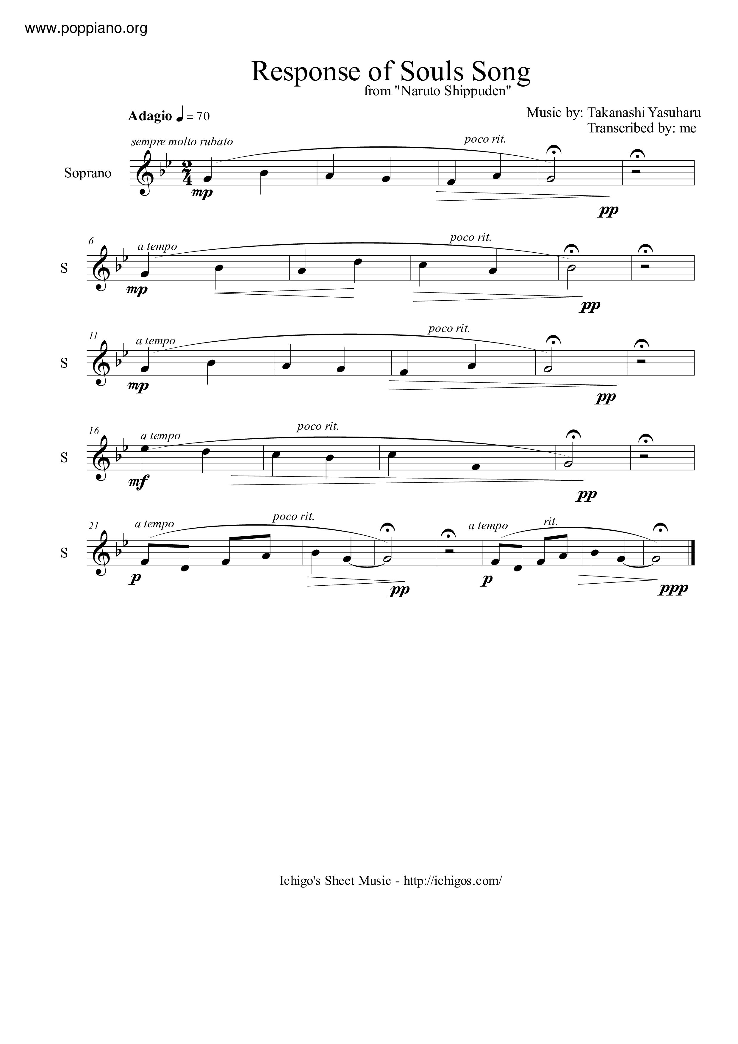 Response Of Souls Song Score