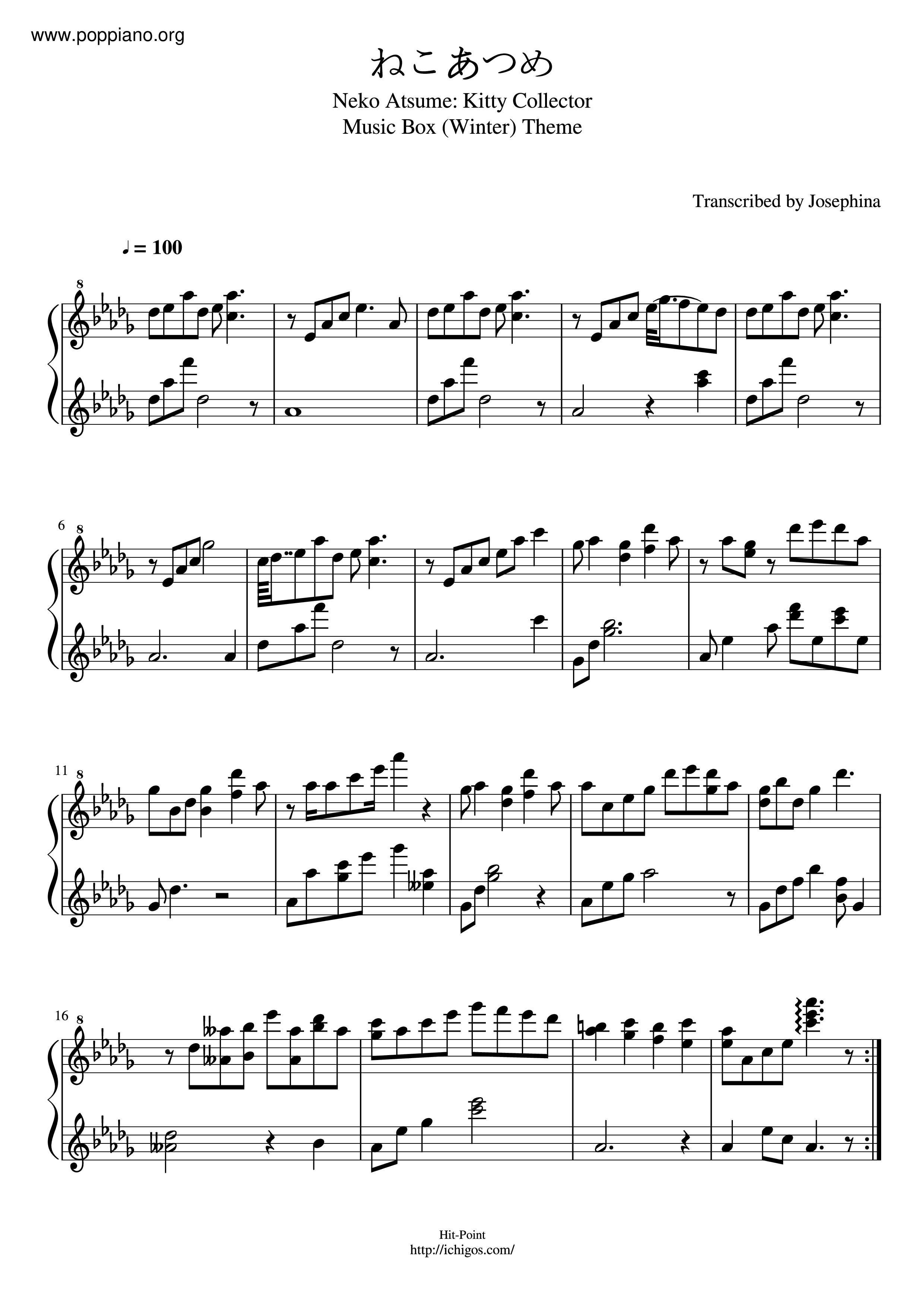 Neko Atsume Music Box Theme Score