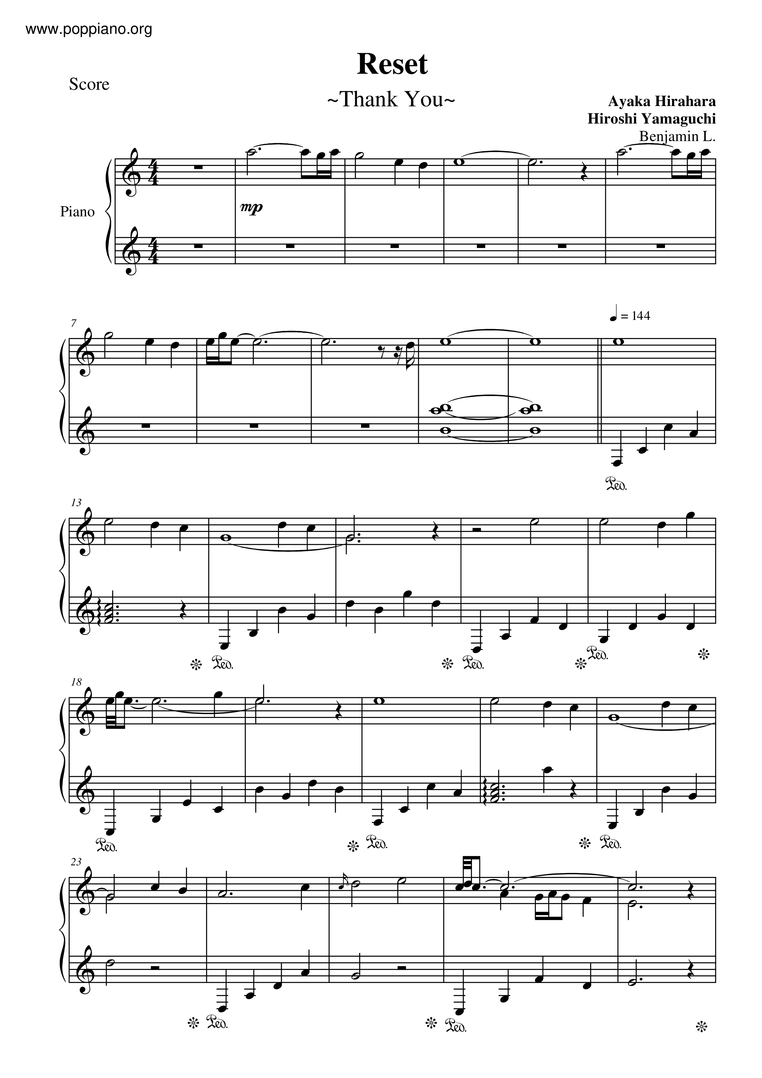 Reset - Thank You Score