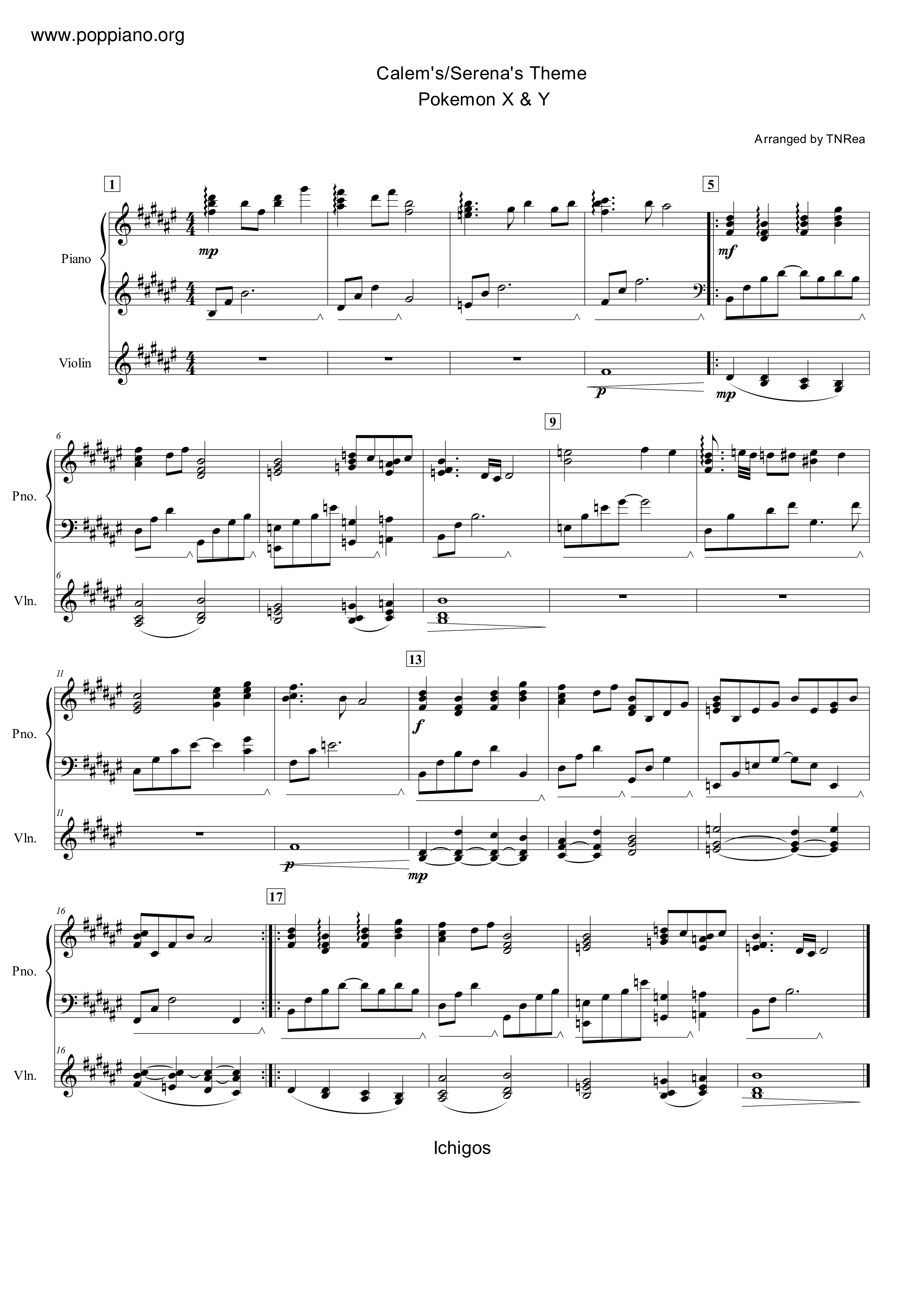 Calem's/Serena's Theme Score