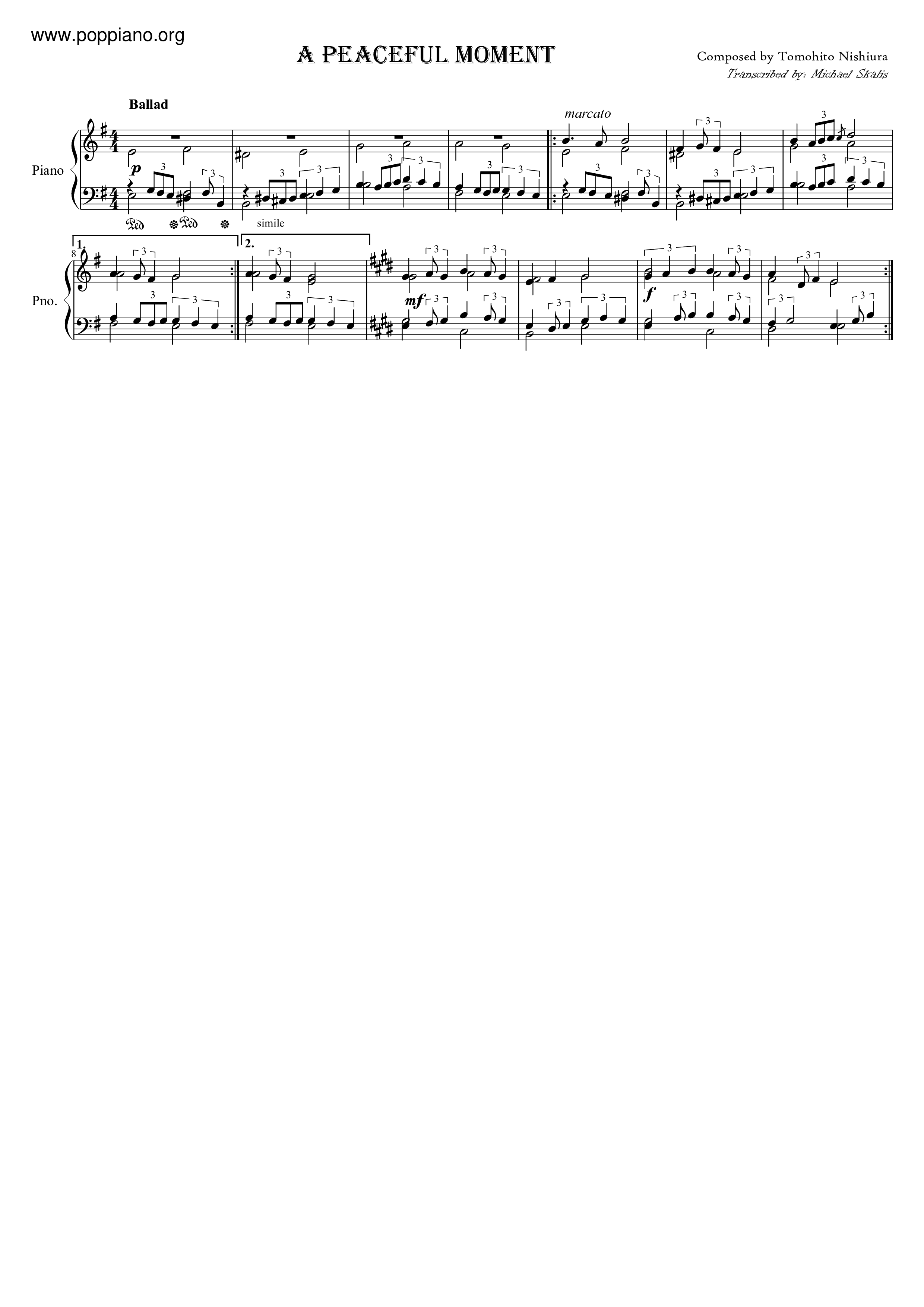 A Peaceful Moment Score