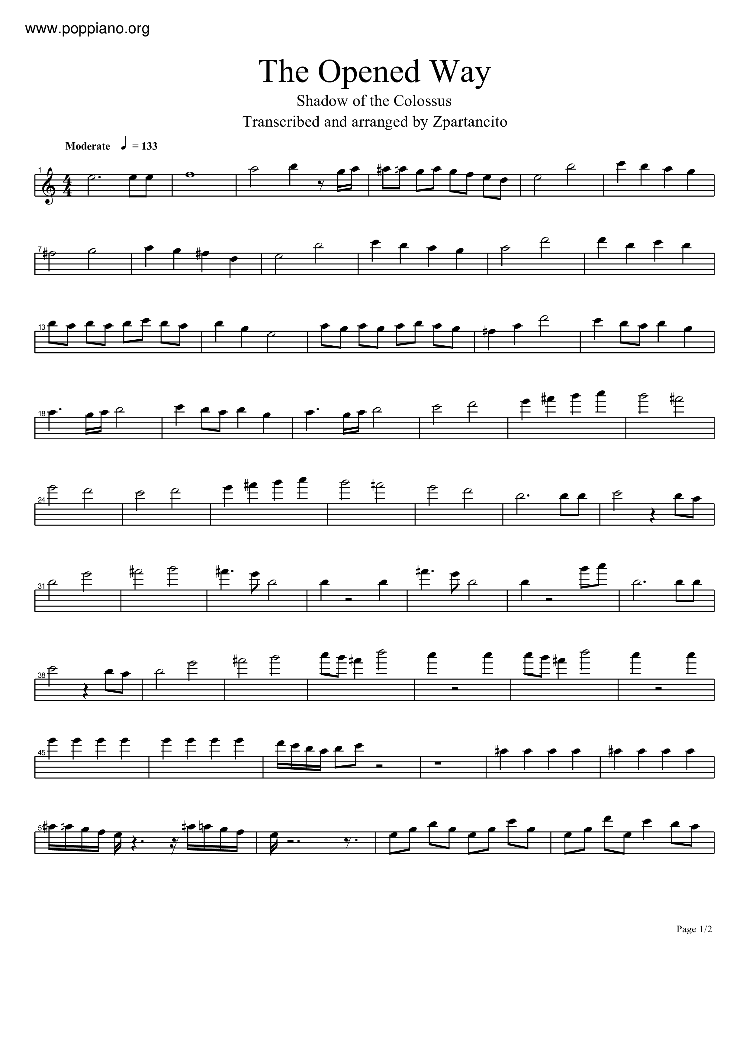 The Opened Way Score