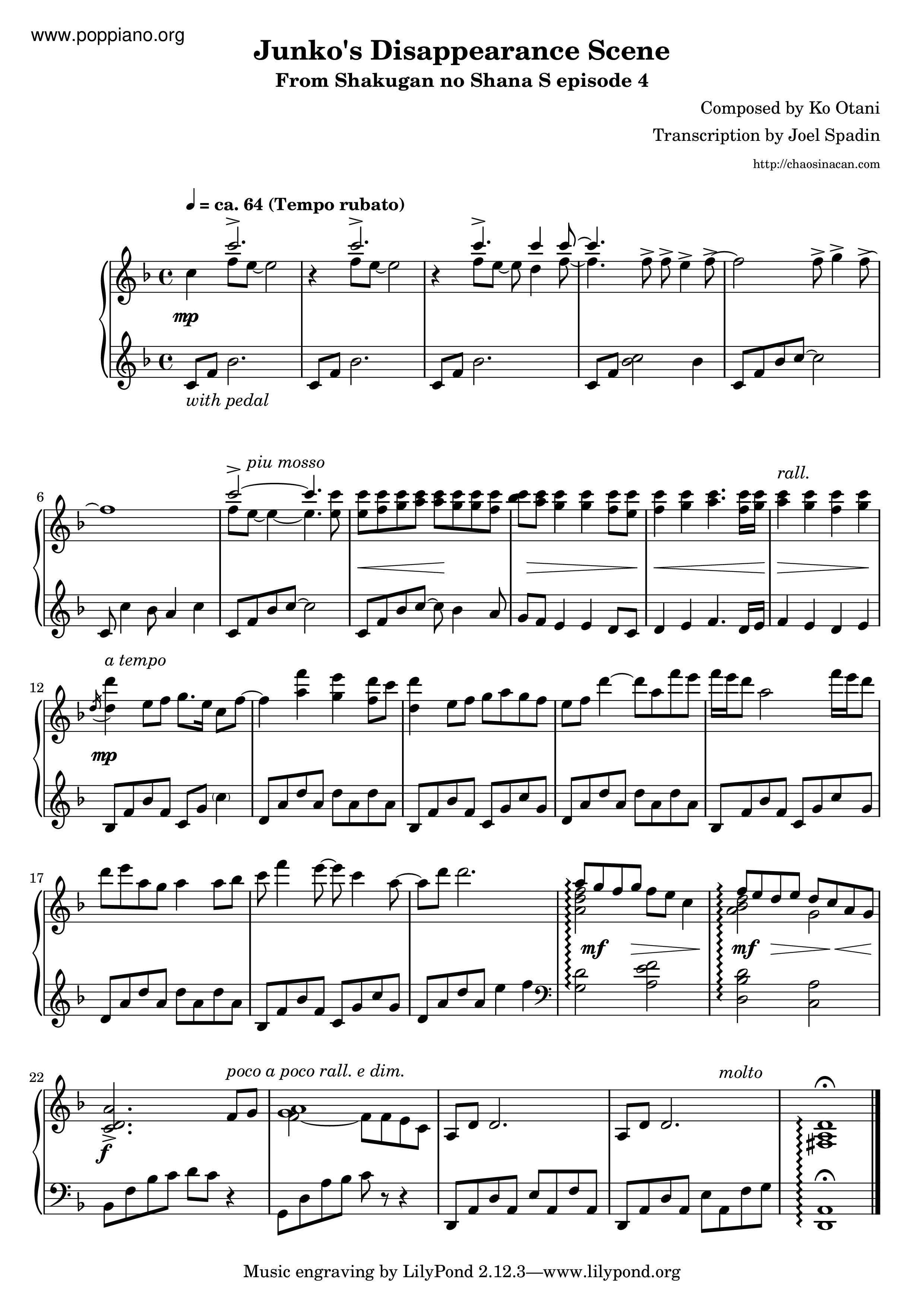 Junko's Disappearance Scene Score