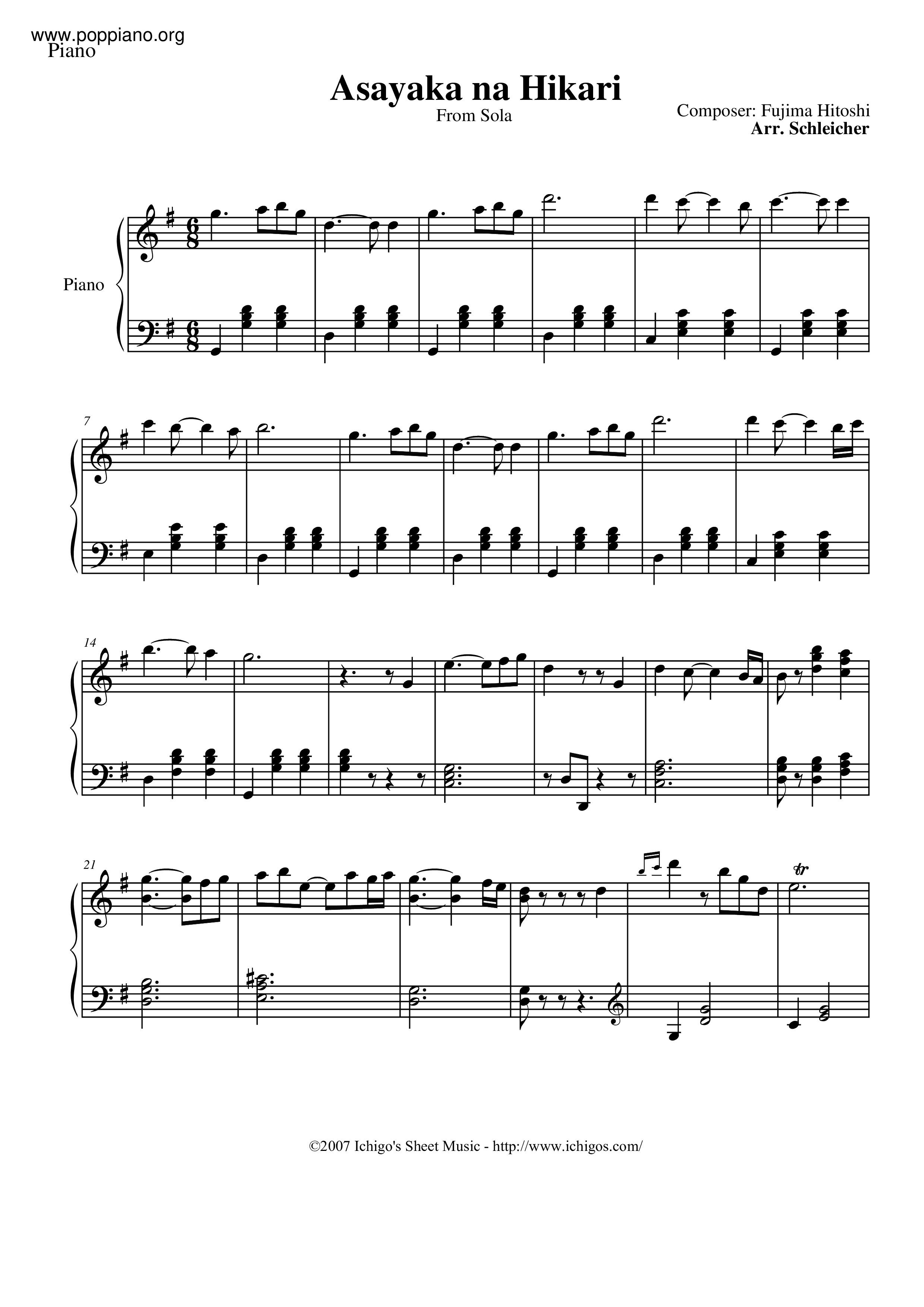 Asayaka Na Hikari Score