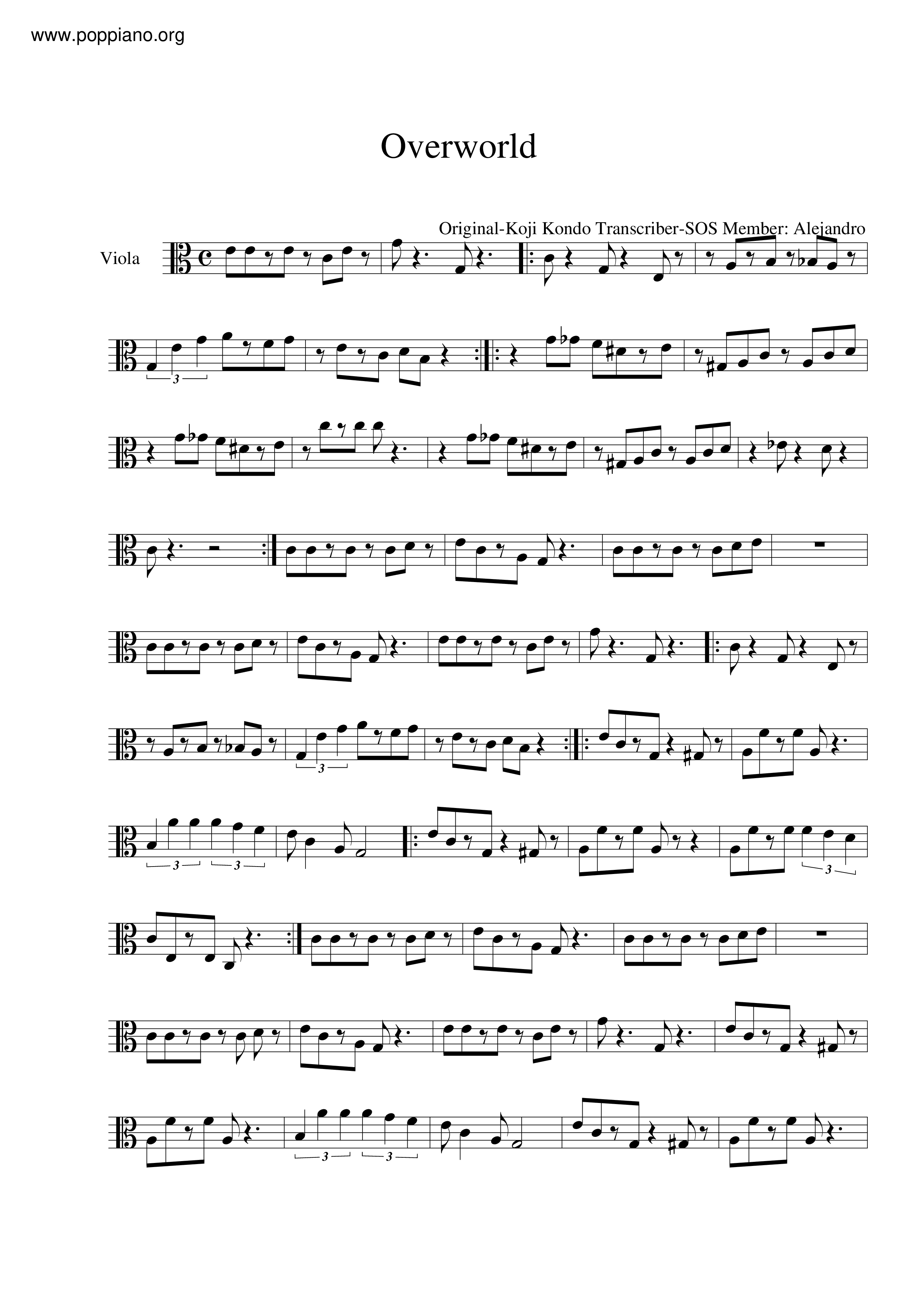 Overworld Theme Score