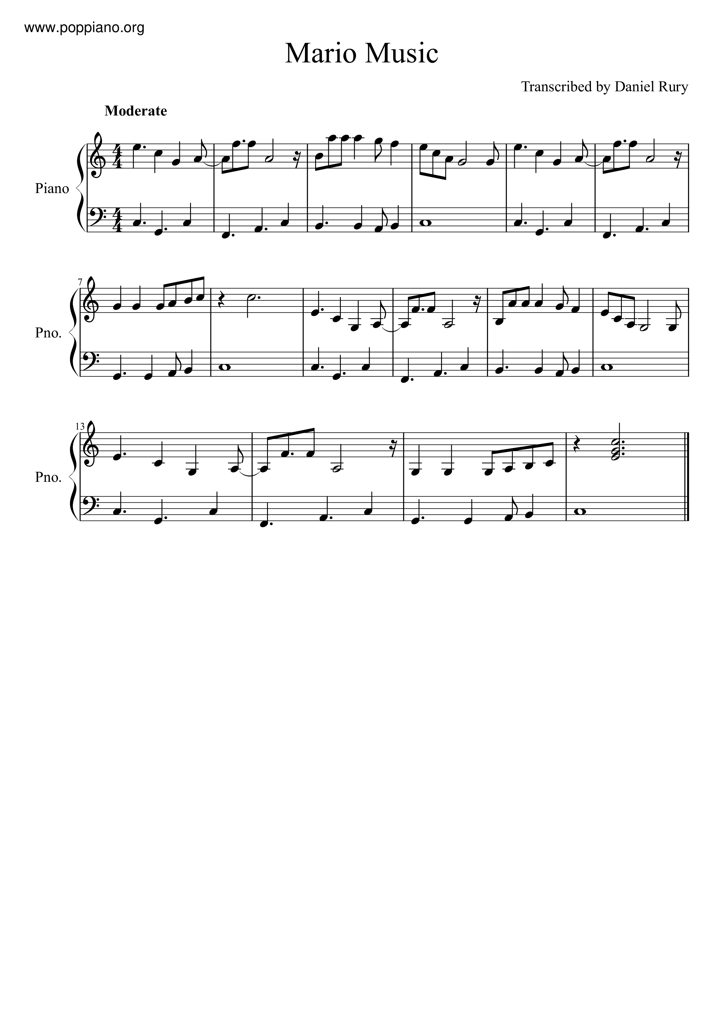 Super Mario Bros - Main Theme Score