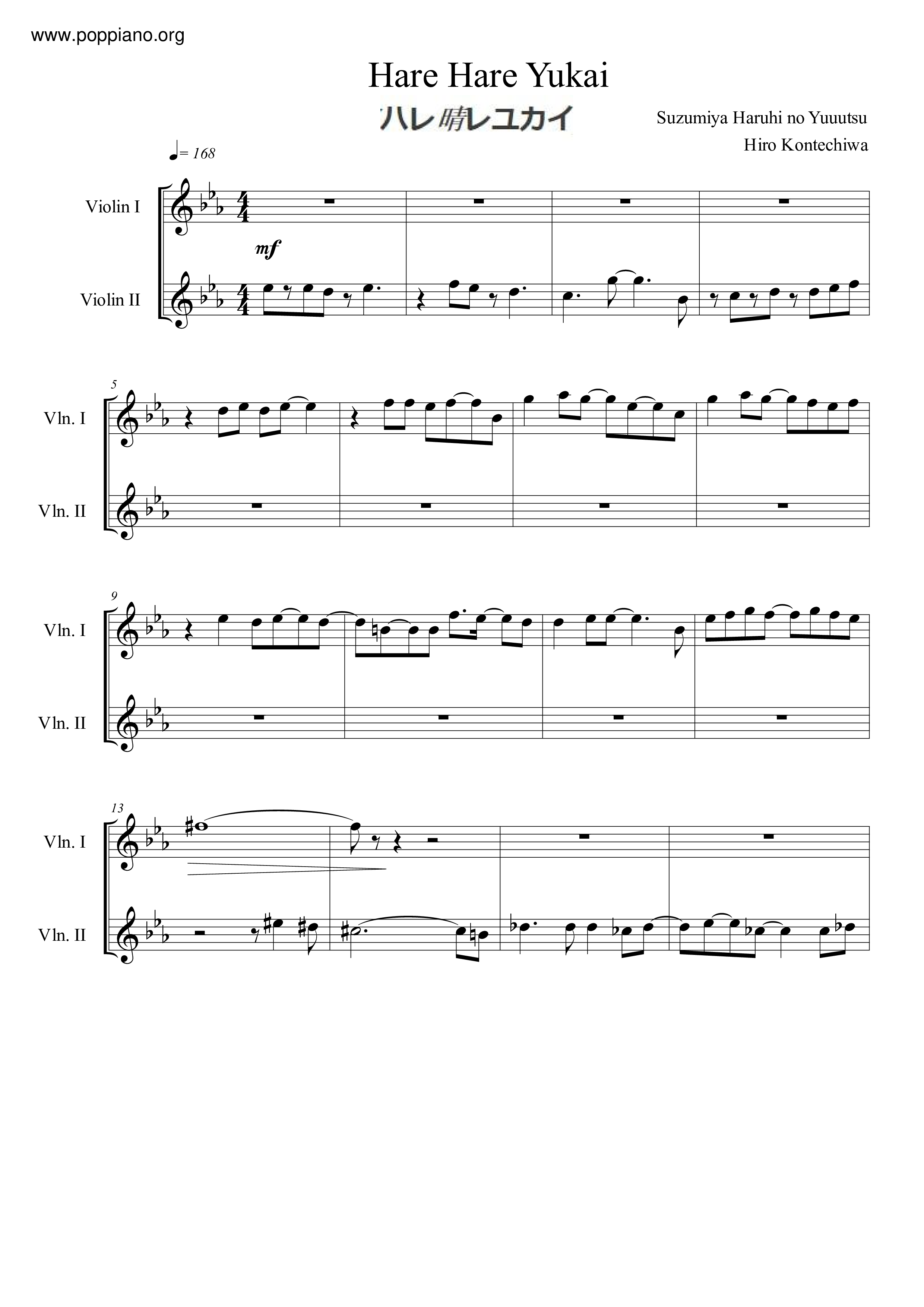 Hare Hare Yukai Score