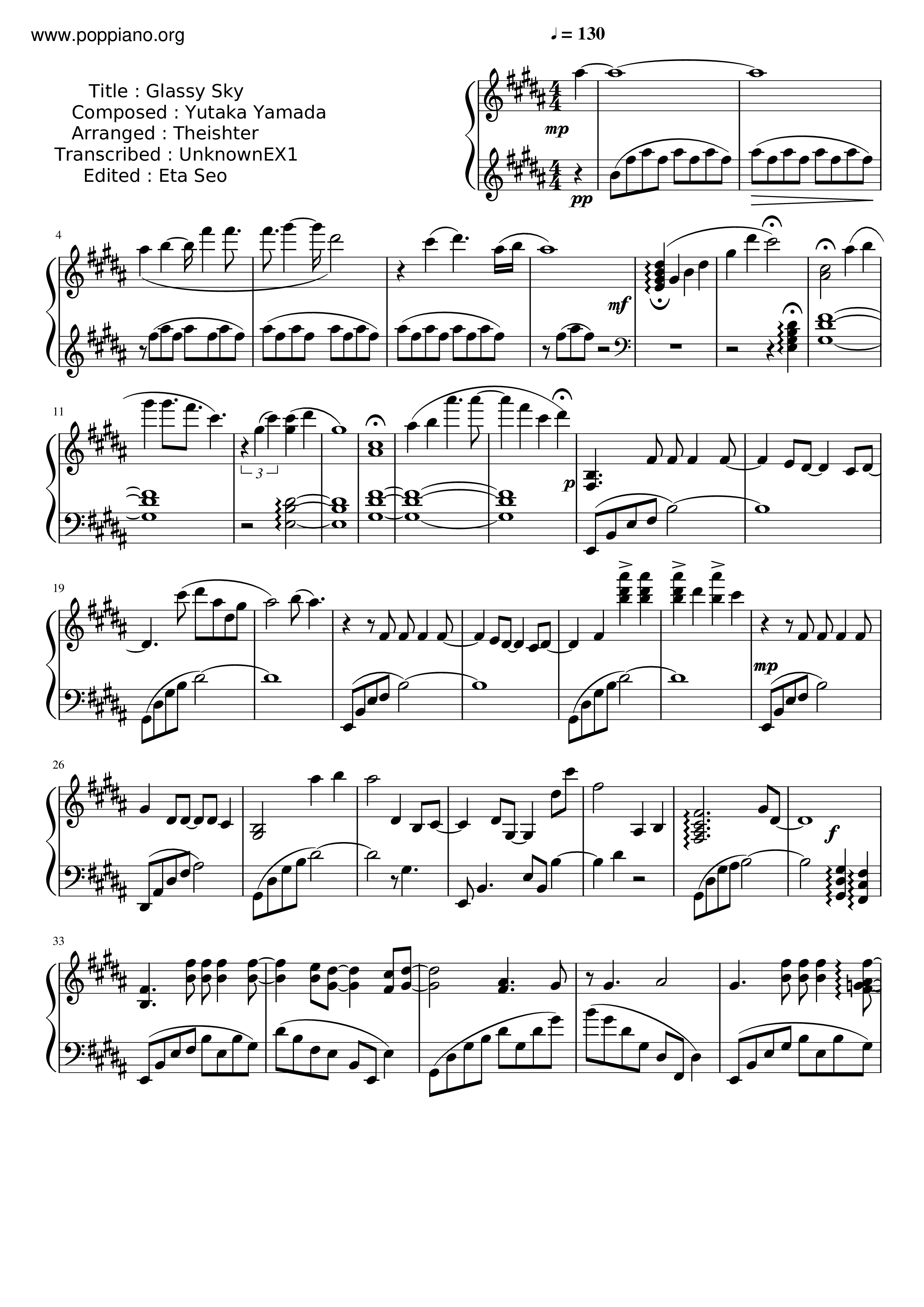 Glassy Sky Score