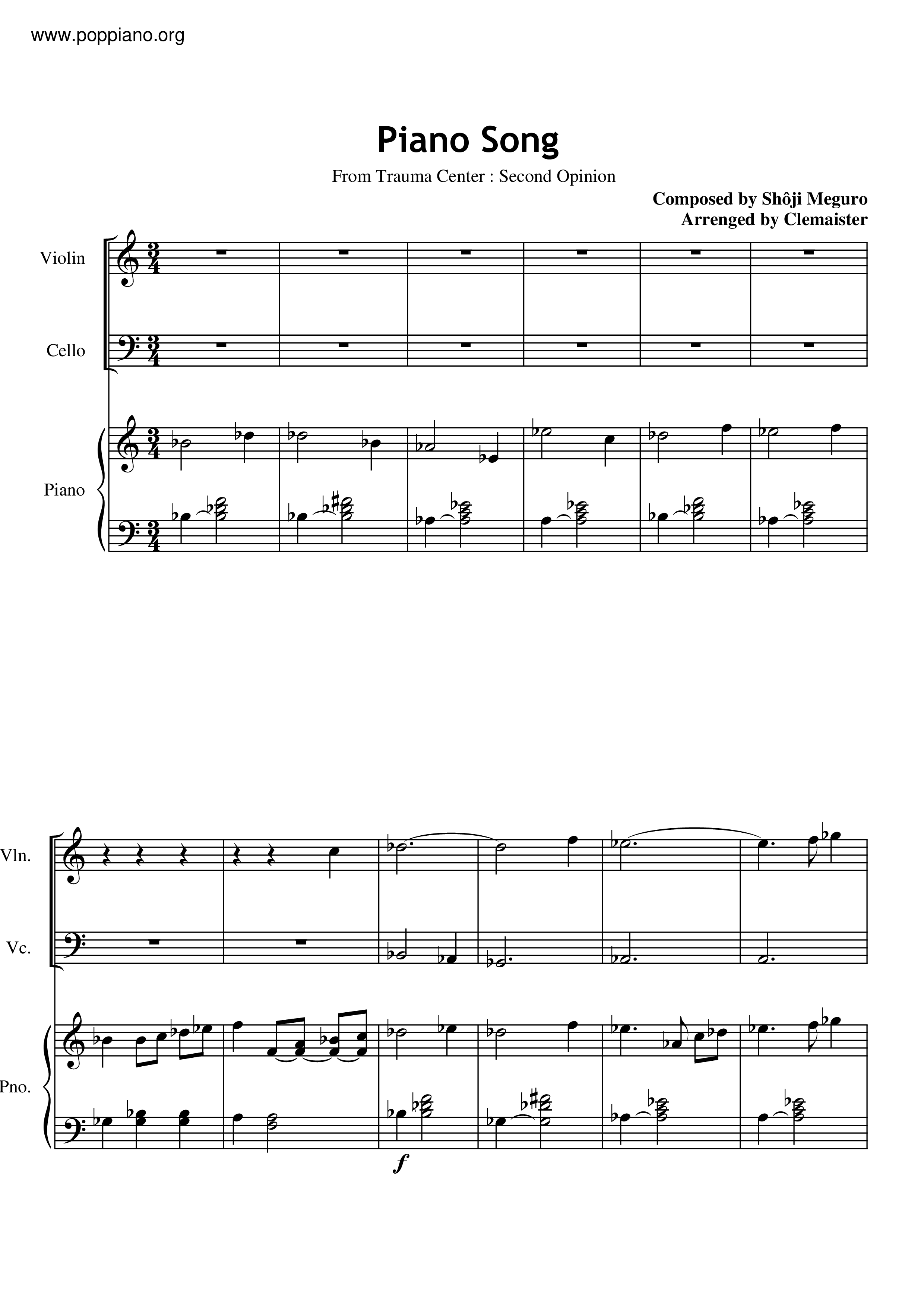 Piano Song Score