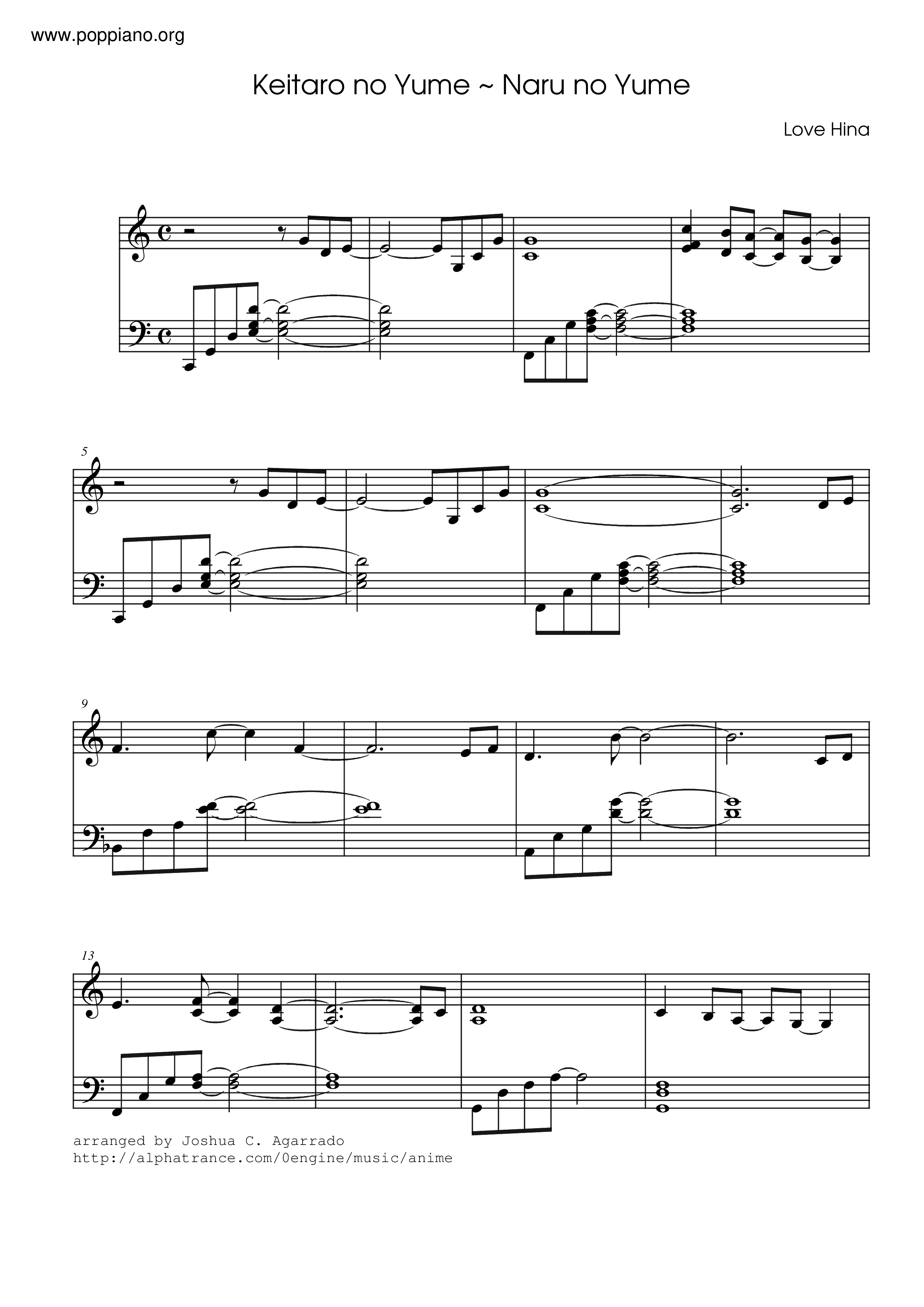 Keitaro No Yume - Naru No Yume Score