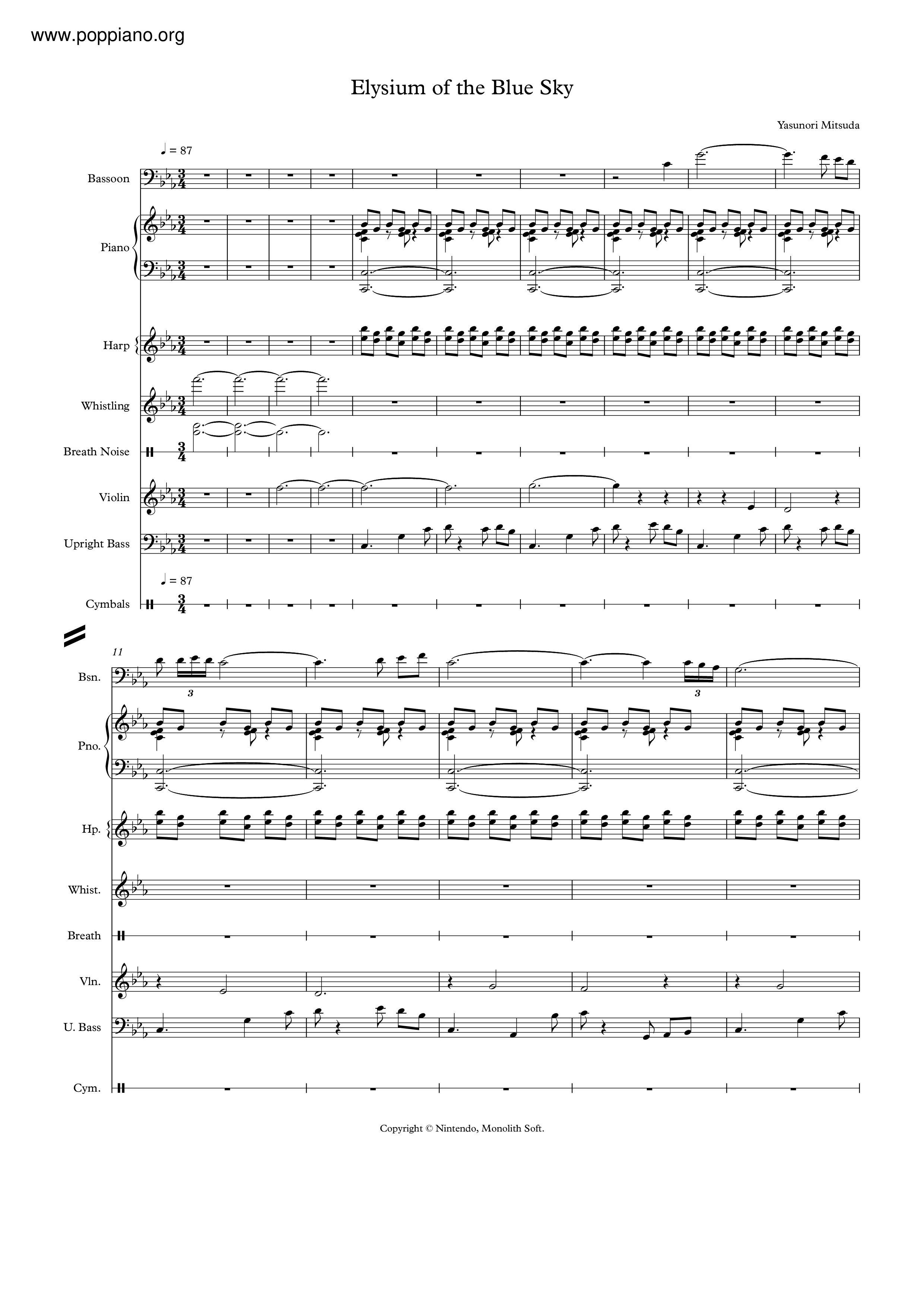 Elysium Of The Blue Sky Score
