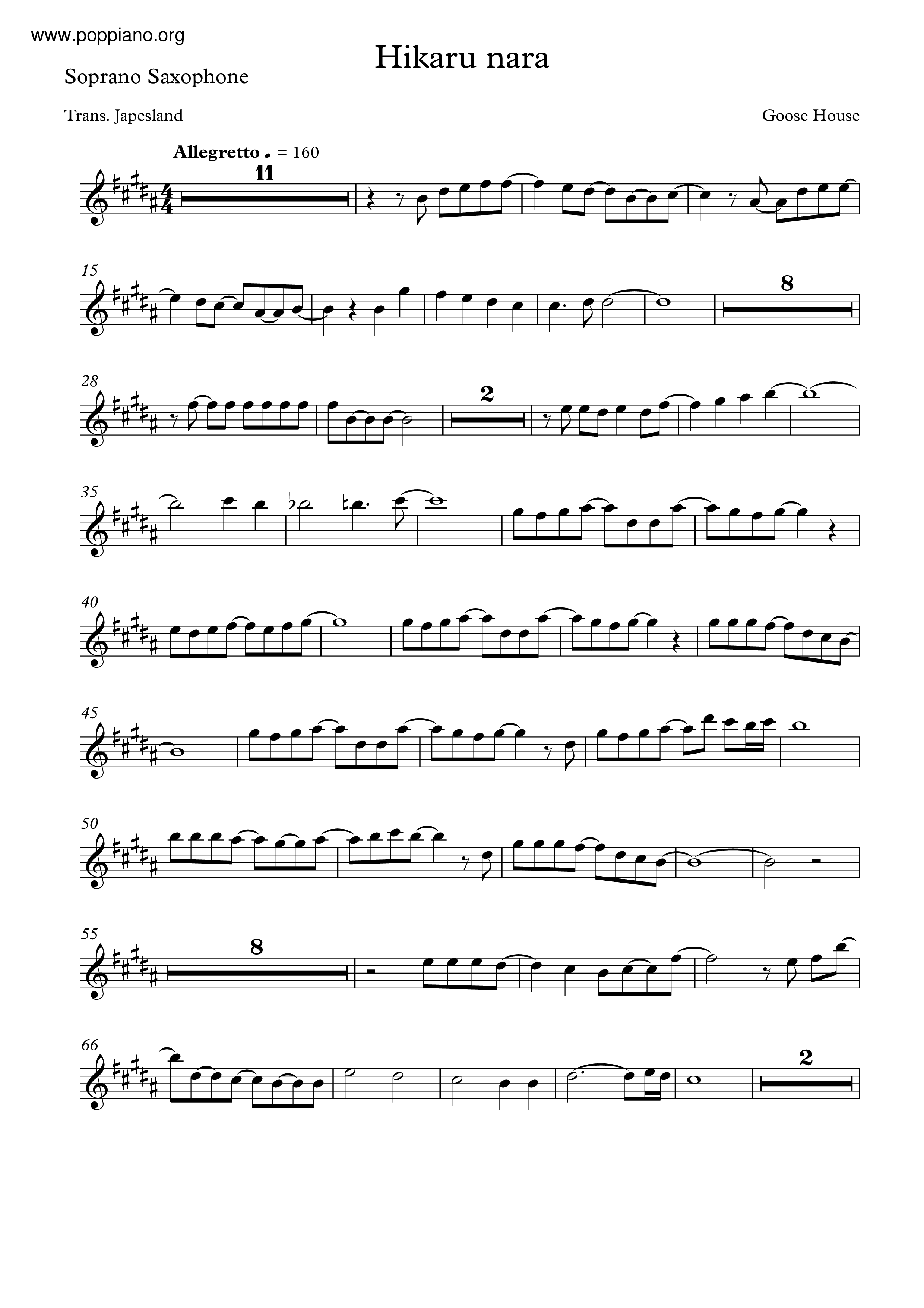 Shigatsu Wa Kimi No Uso - Hikaru Nara Score