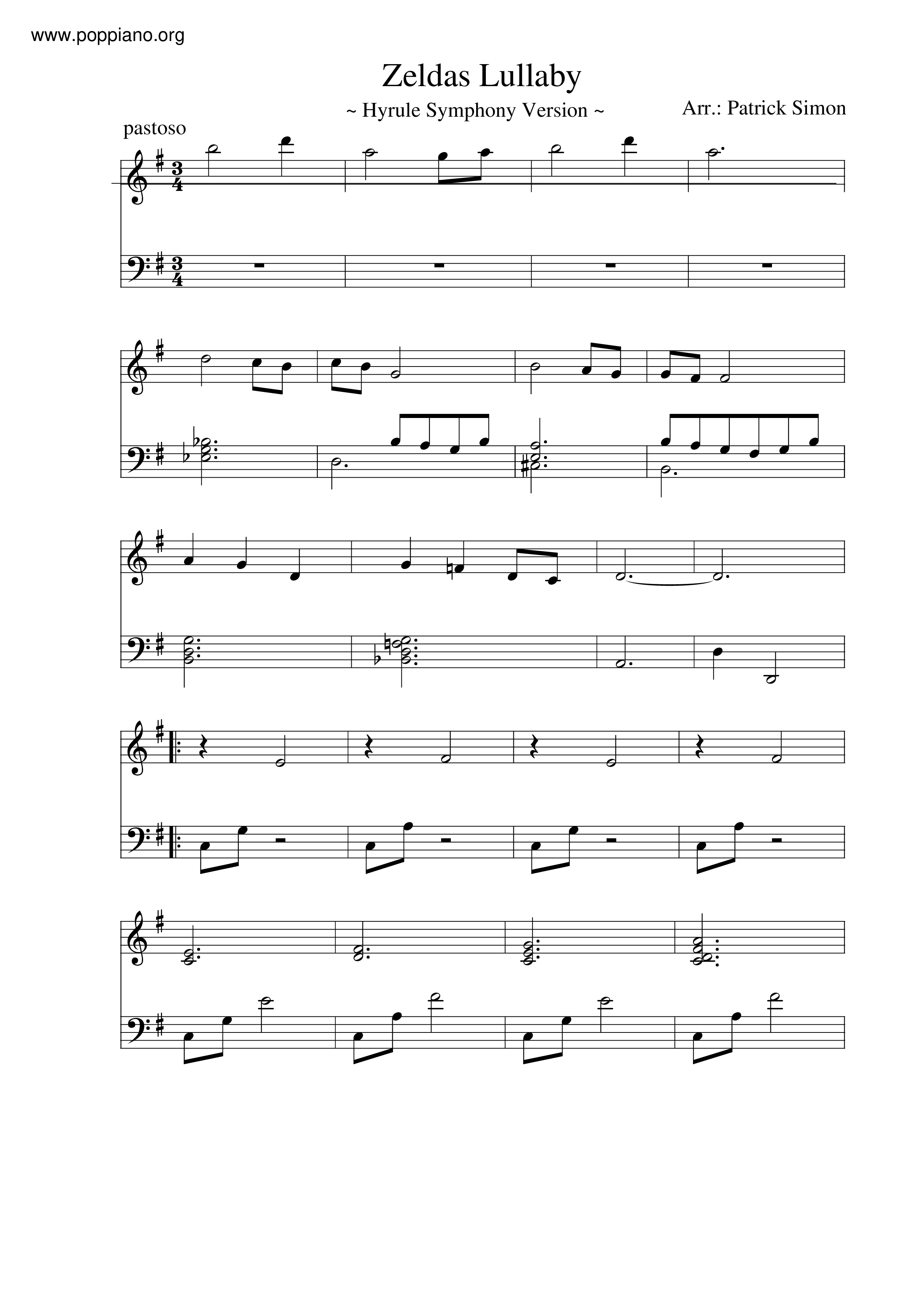 Zelda Legend Of ZeldaZeldas Lullaby Sheet Music pdf, Free Score