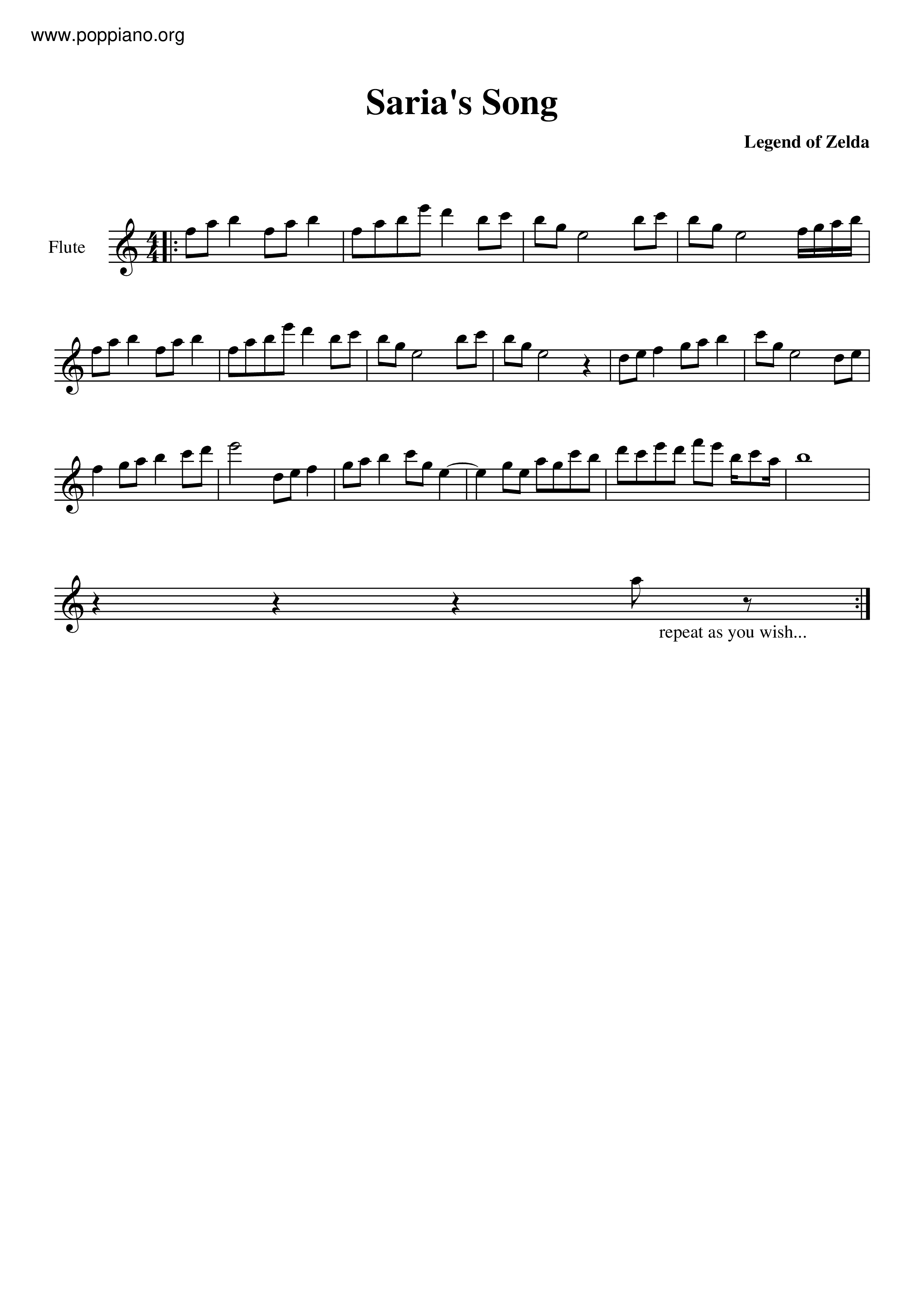 Saria's Song Score