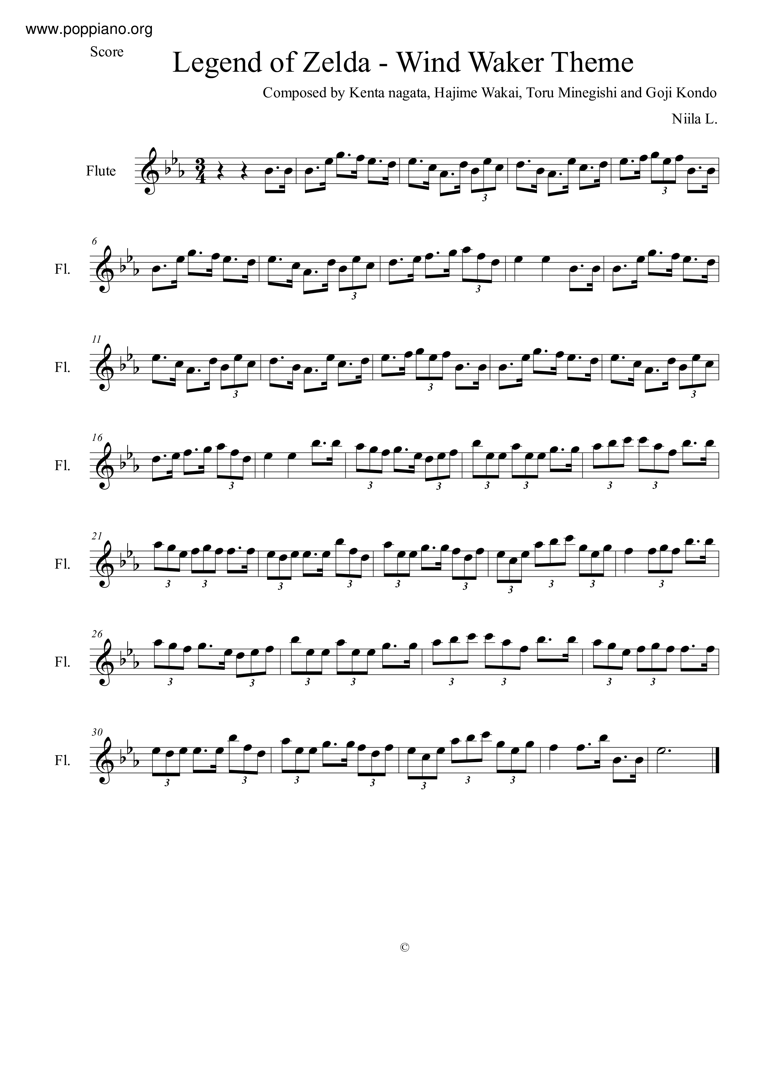 The Wind Waker Theme Song Score