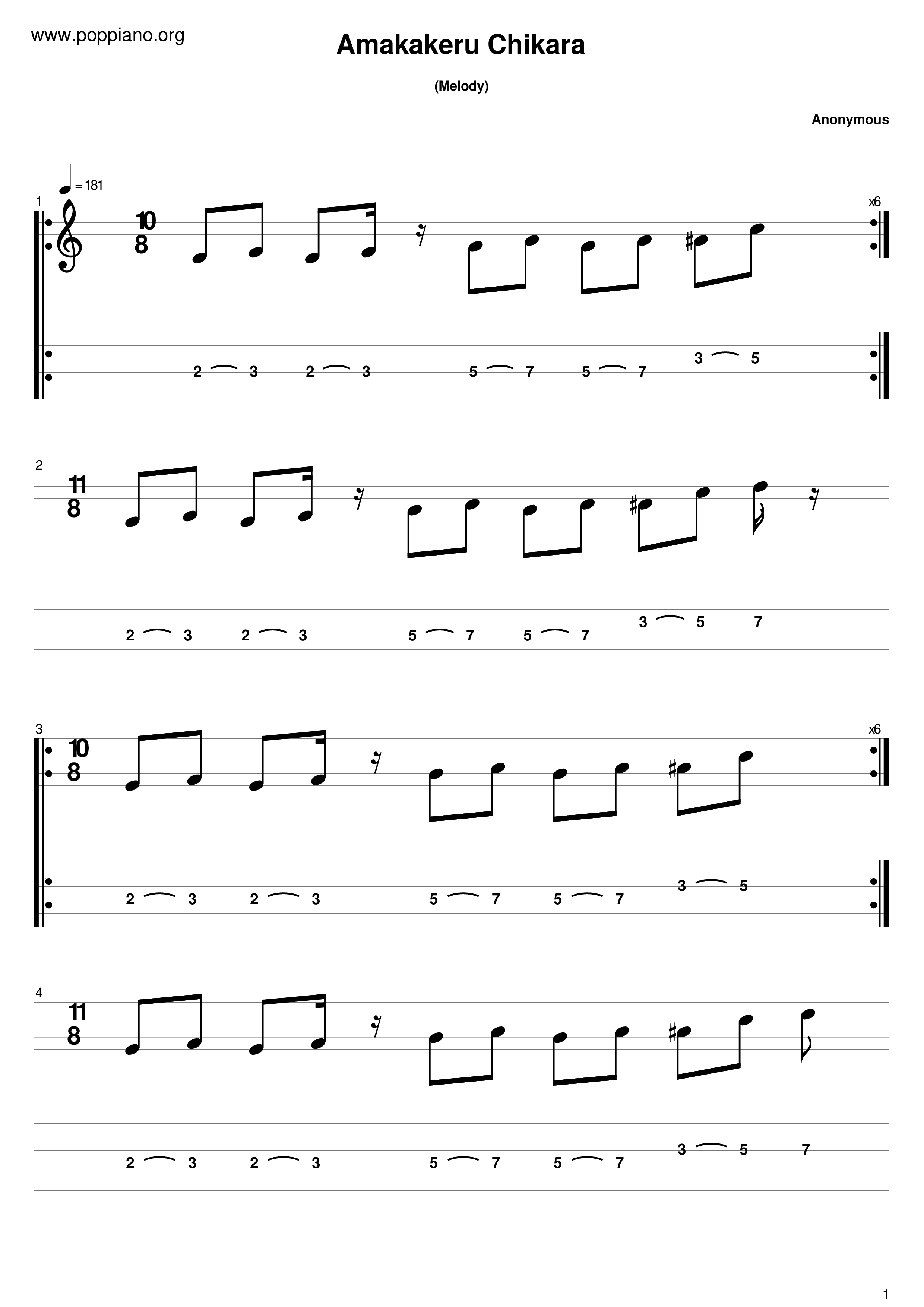 Amakakeru Chikara Score