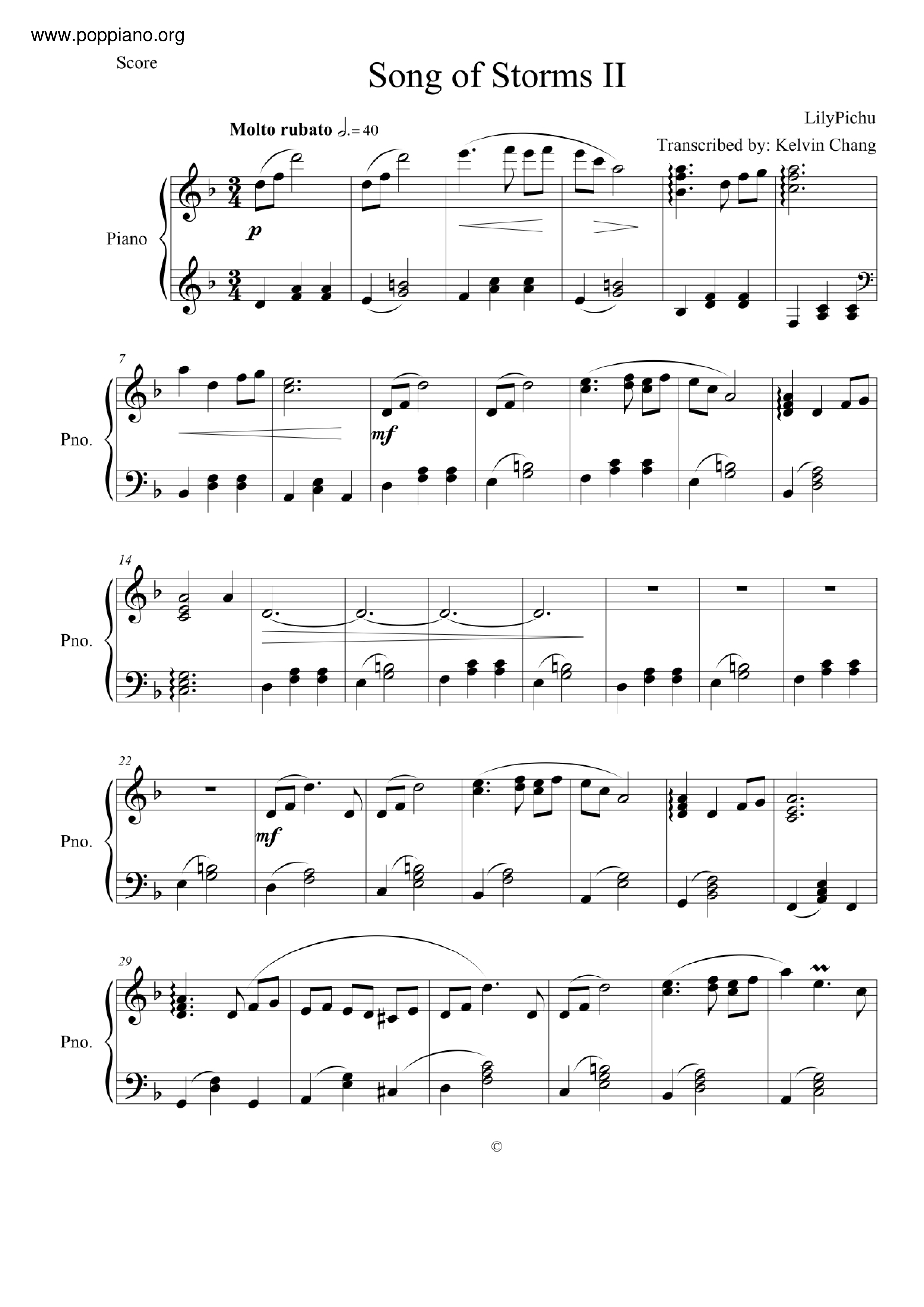 Song Of Storms II Score