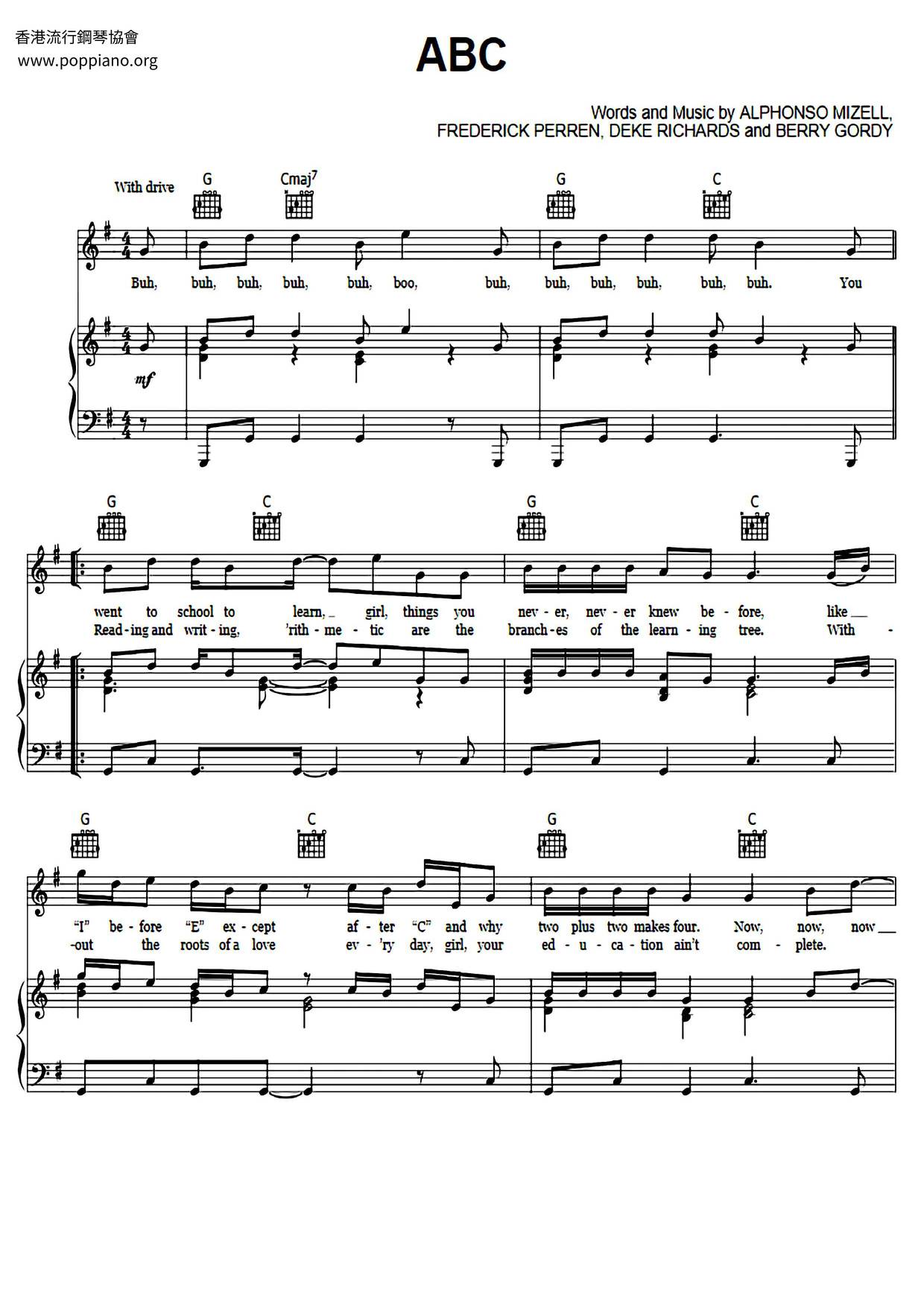 The Jackson 5ABC Sheet Music pdf, Free Score Download ★
