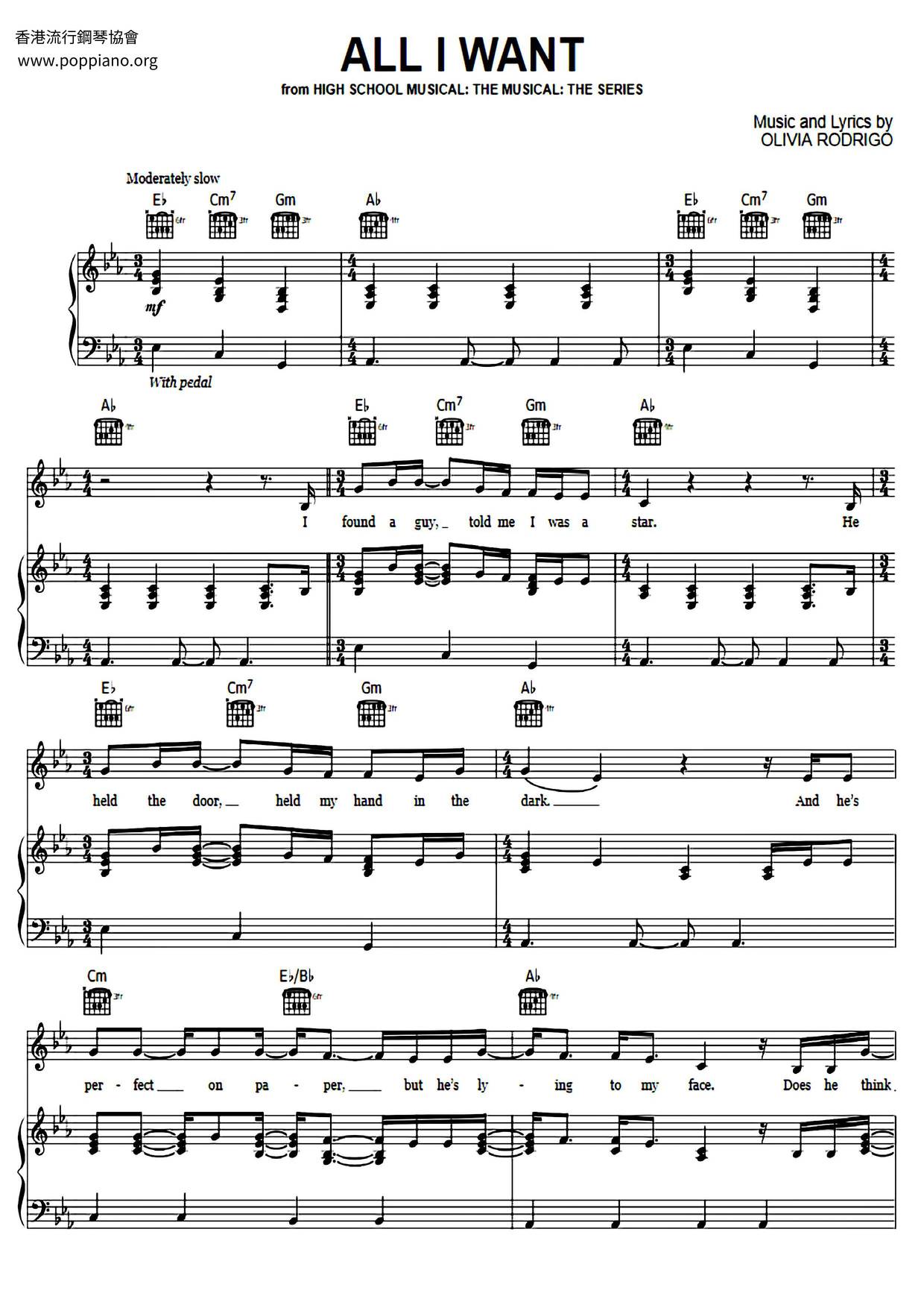 All I Want (High School Musical) Score