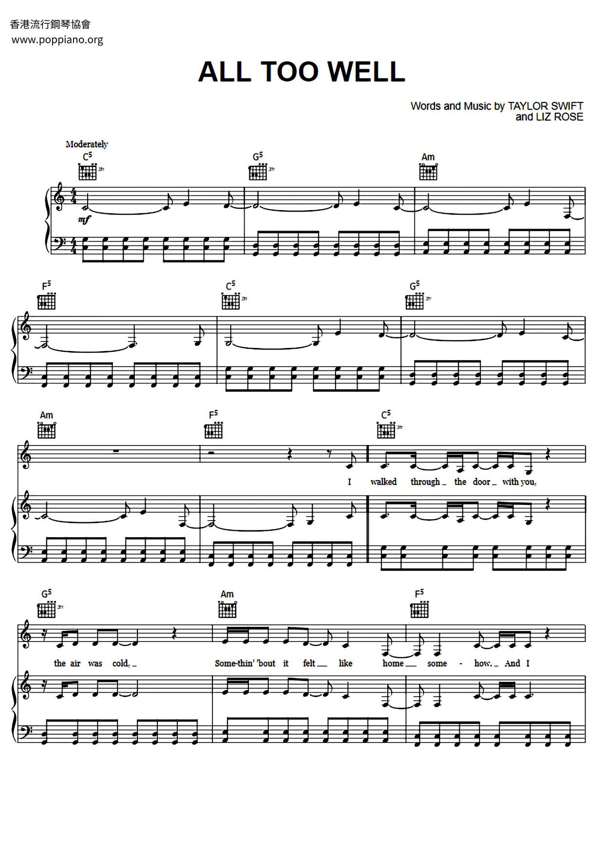 All Too Well Score