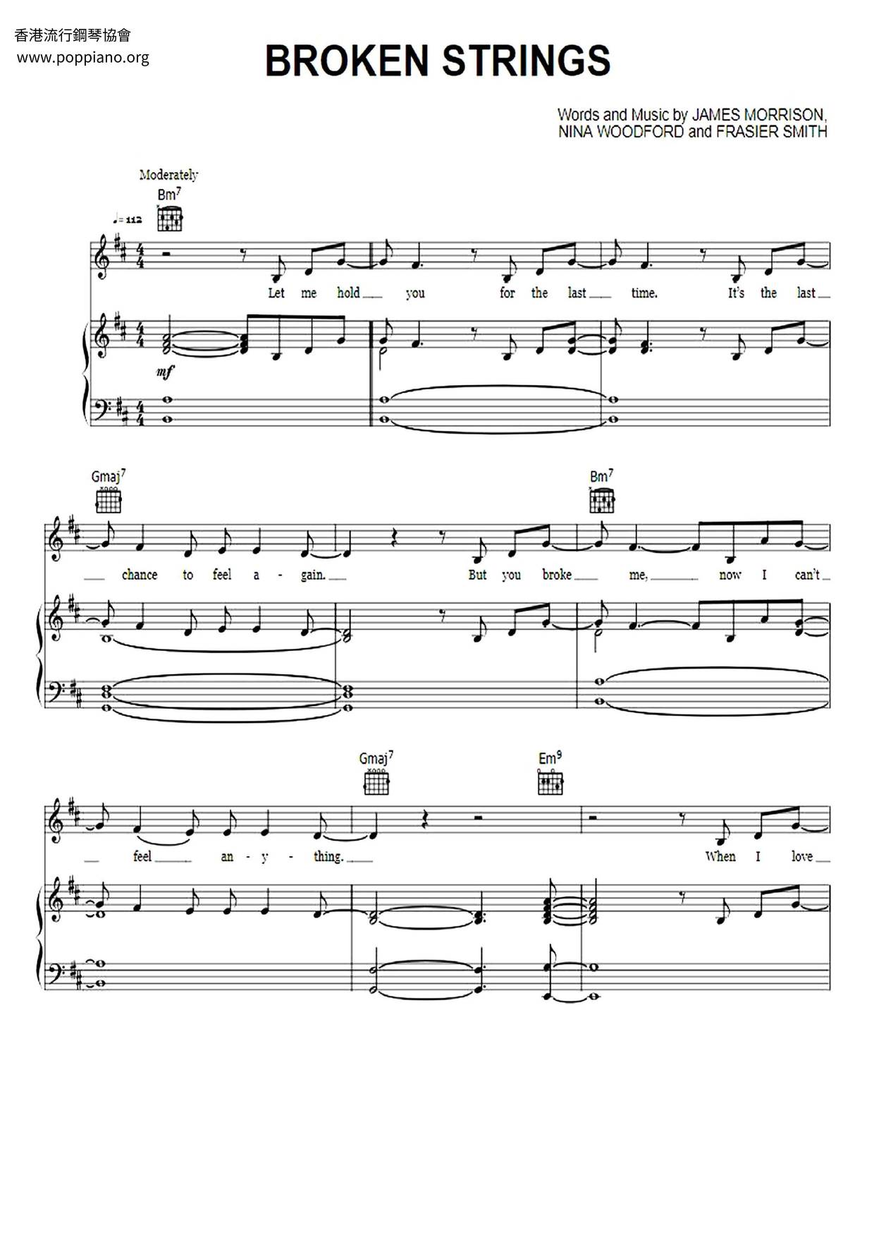 James Morrison Feat Nelly FurtadoBroken Strings Sheet Music pdf