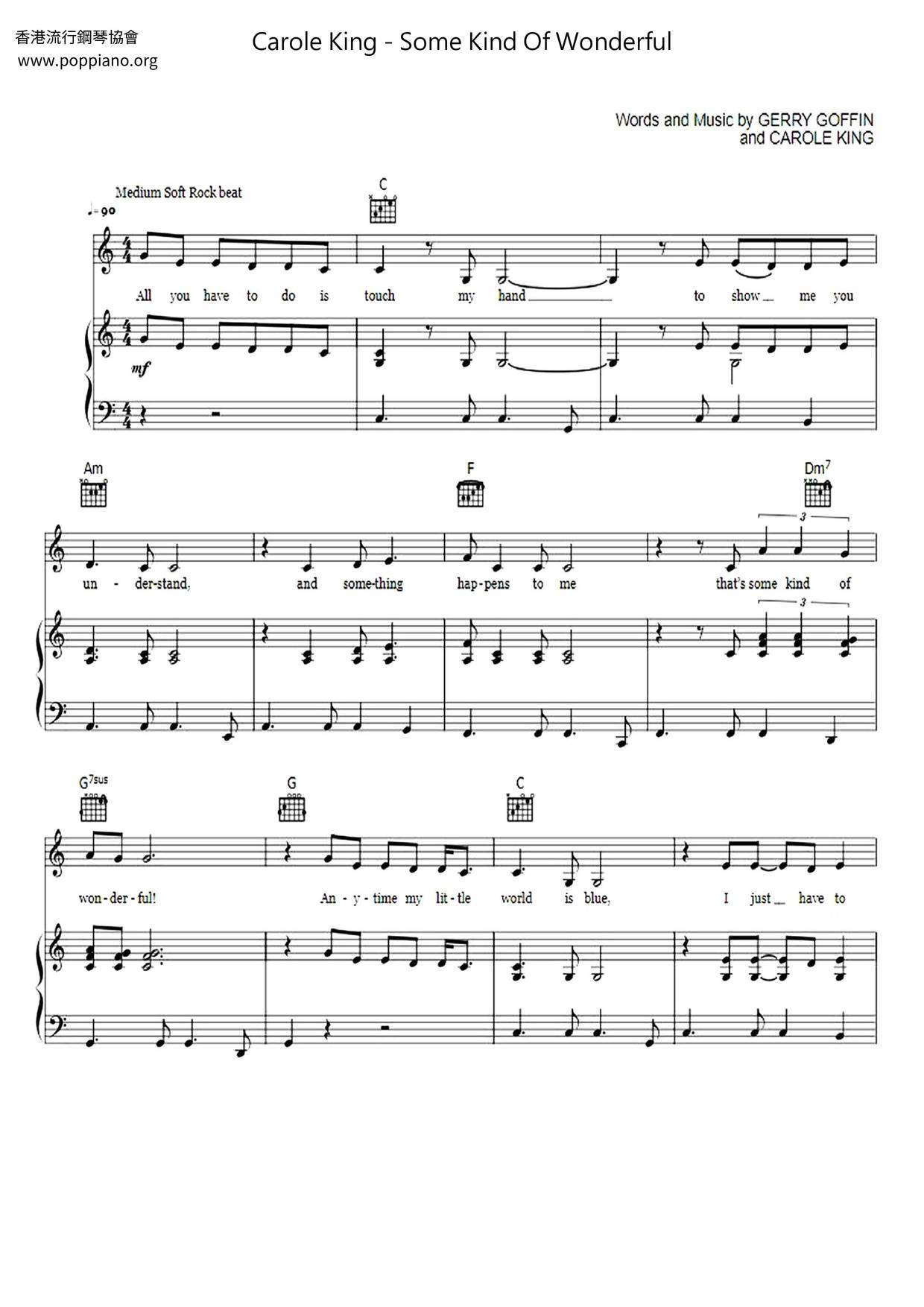 Carole King-Some Kind Of Wonderful Sheet Music pdf, - Free Score Download ★