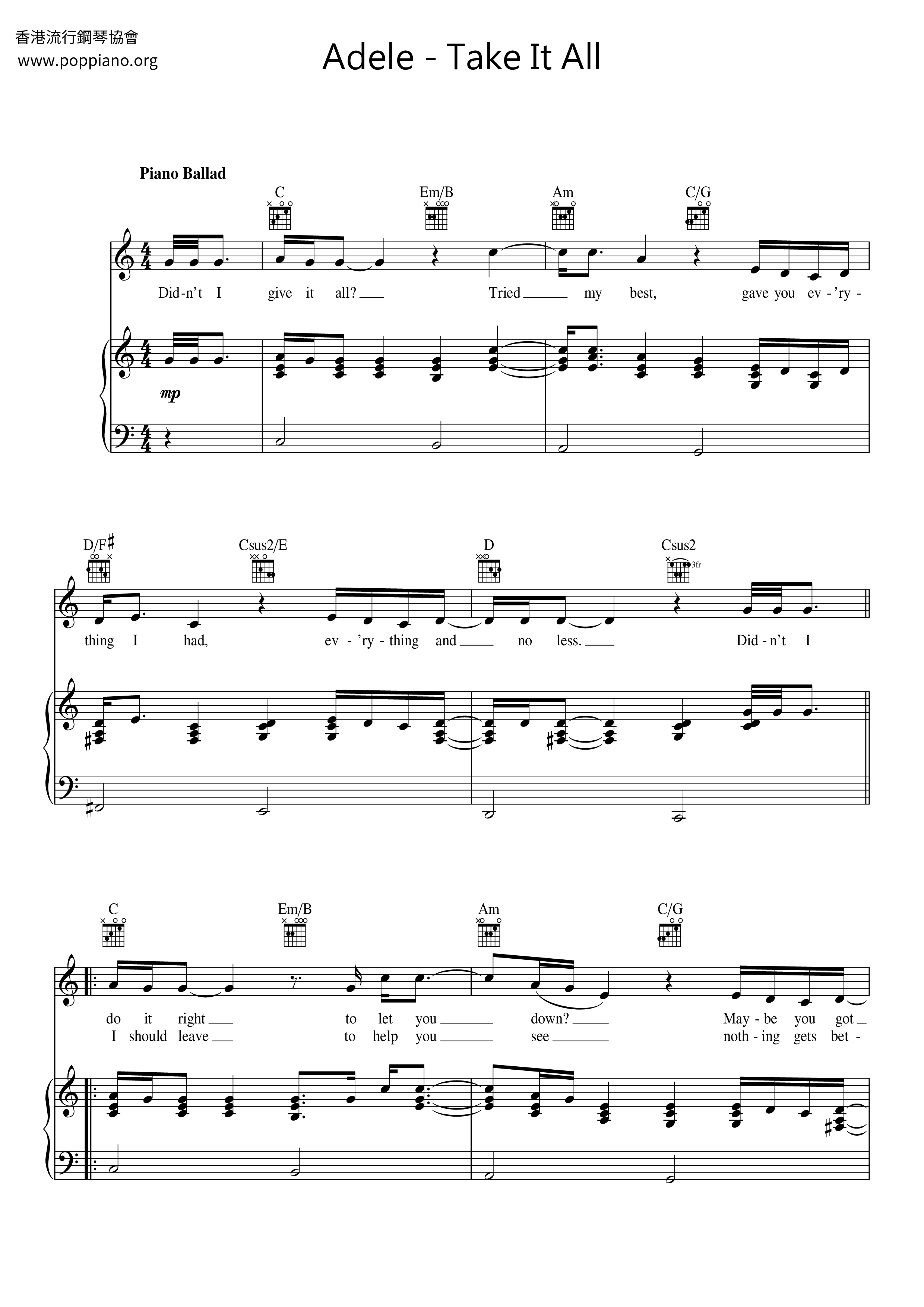 Take It All Score