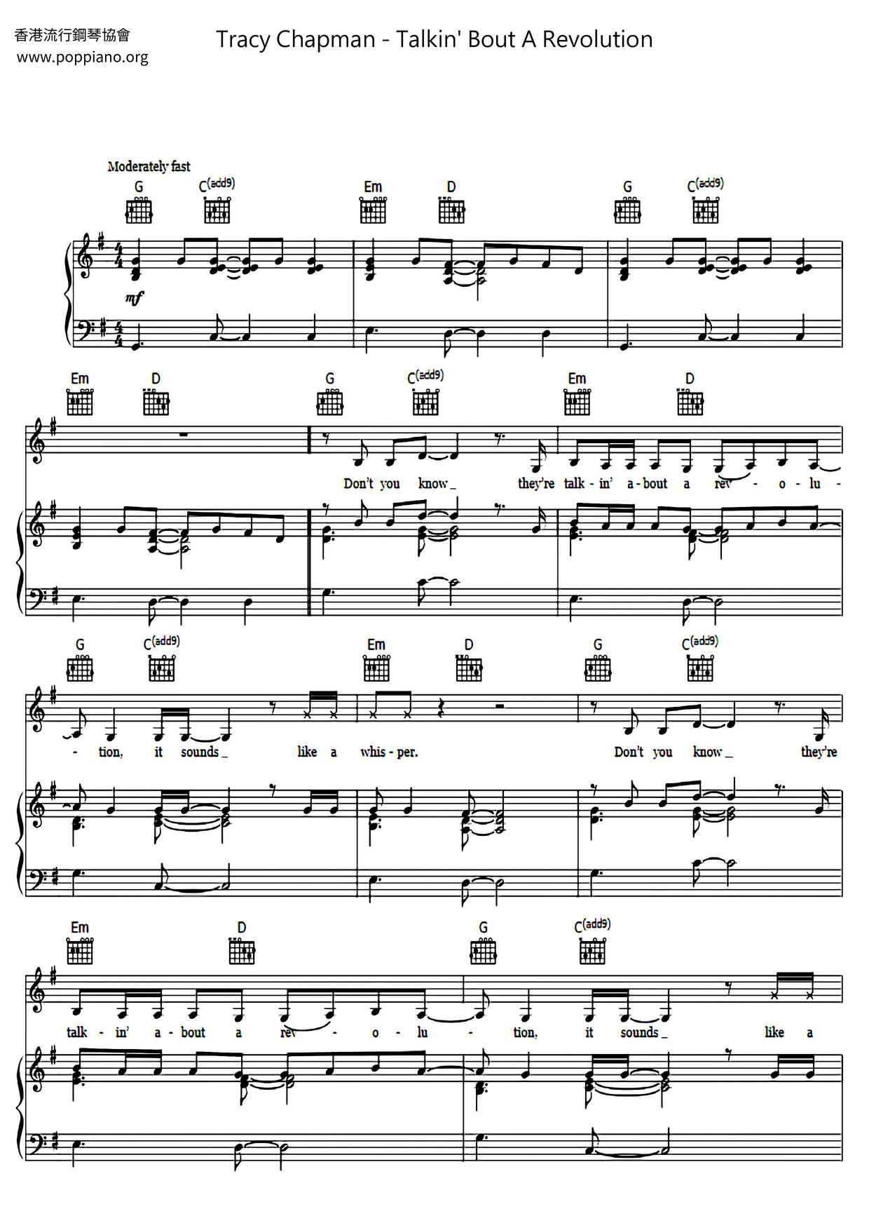 Talkin' Bout A Revolution Score
