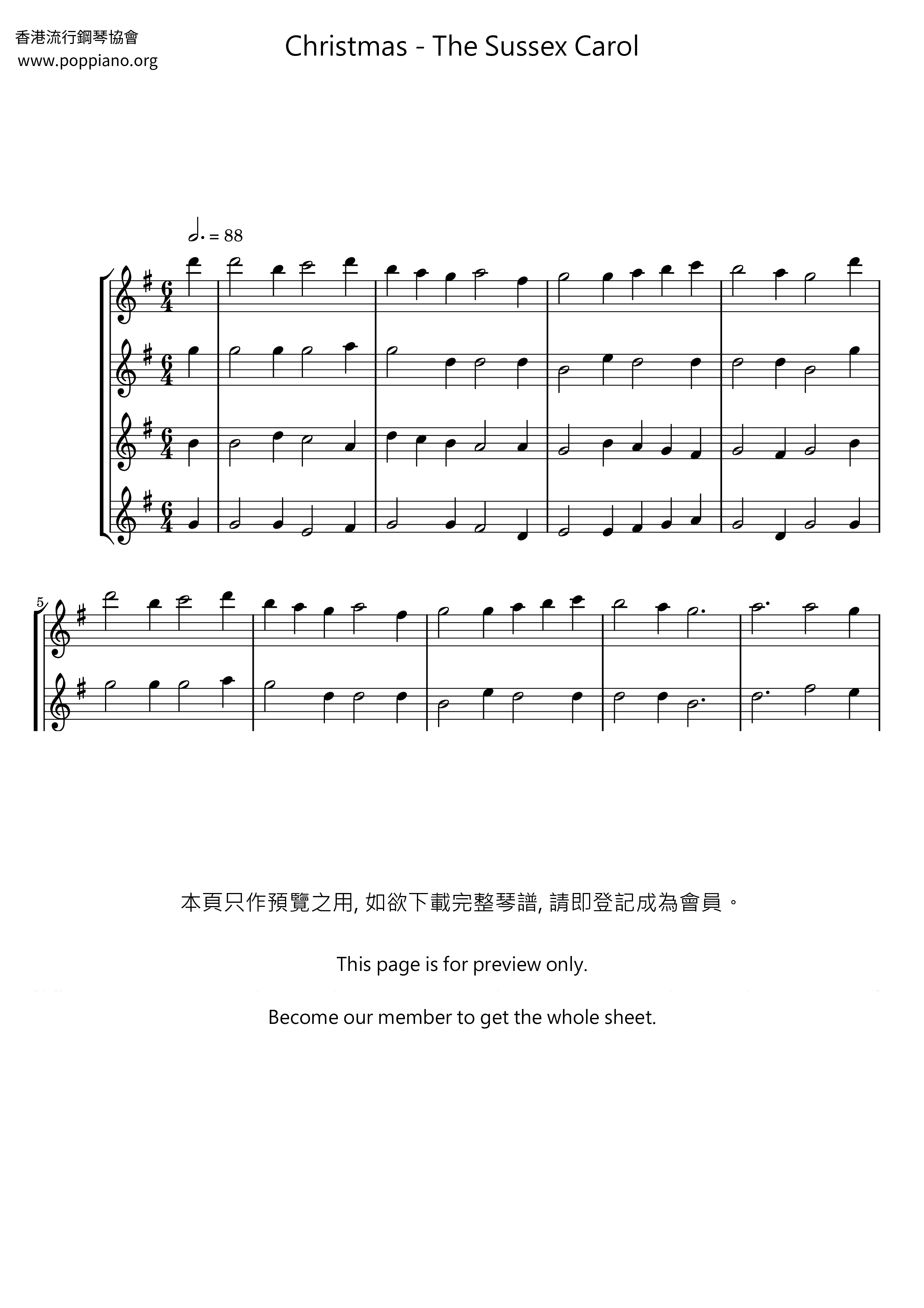 The Sussex Carol Score
