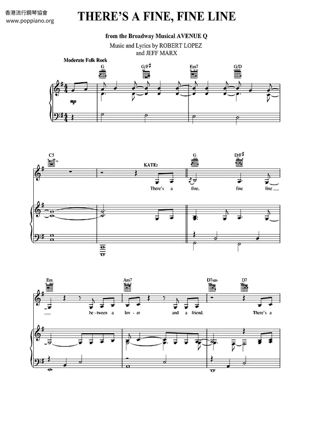 There's A Fine, Fine Line Score
