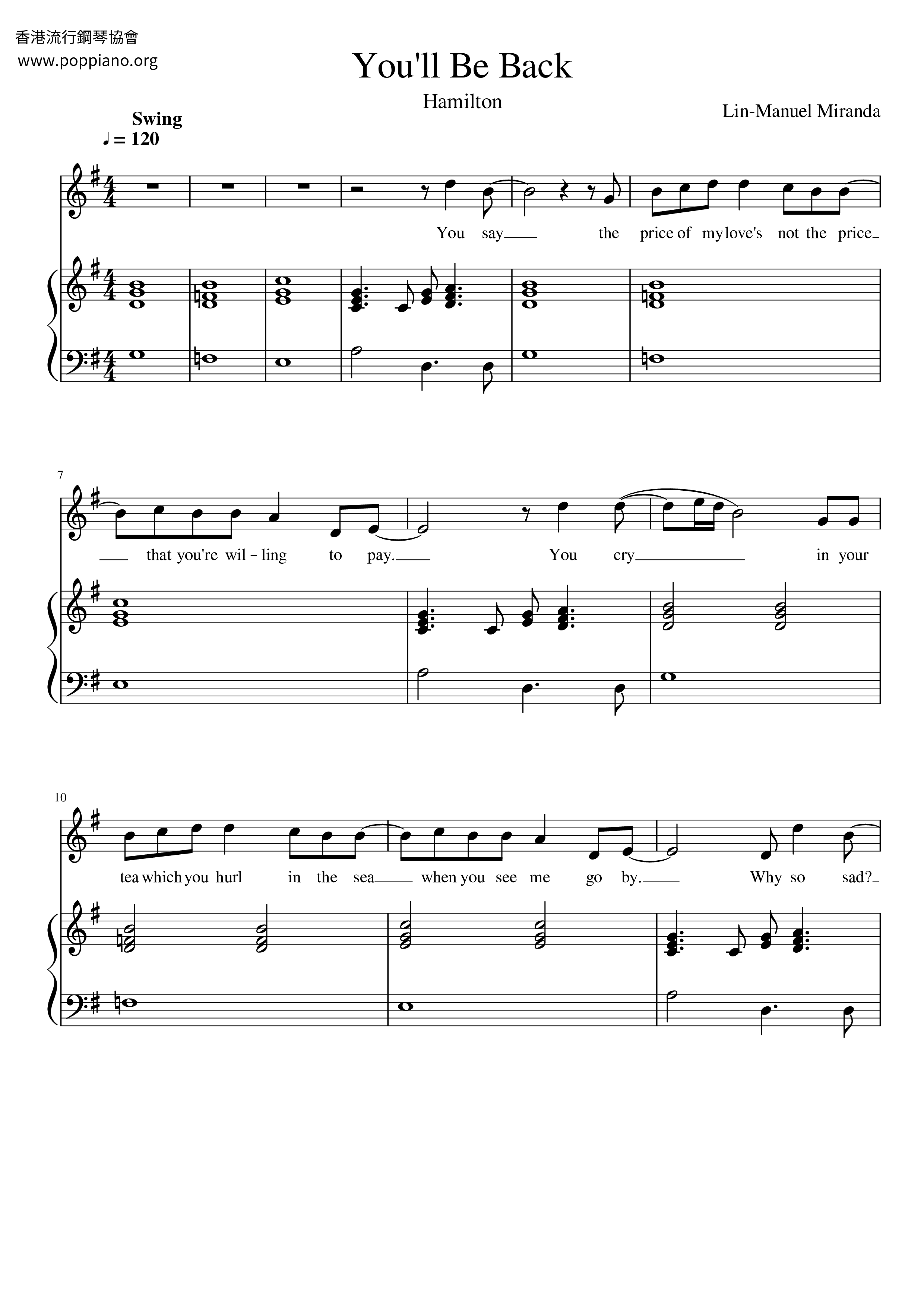Hamilton - You'll Be Back Score