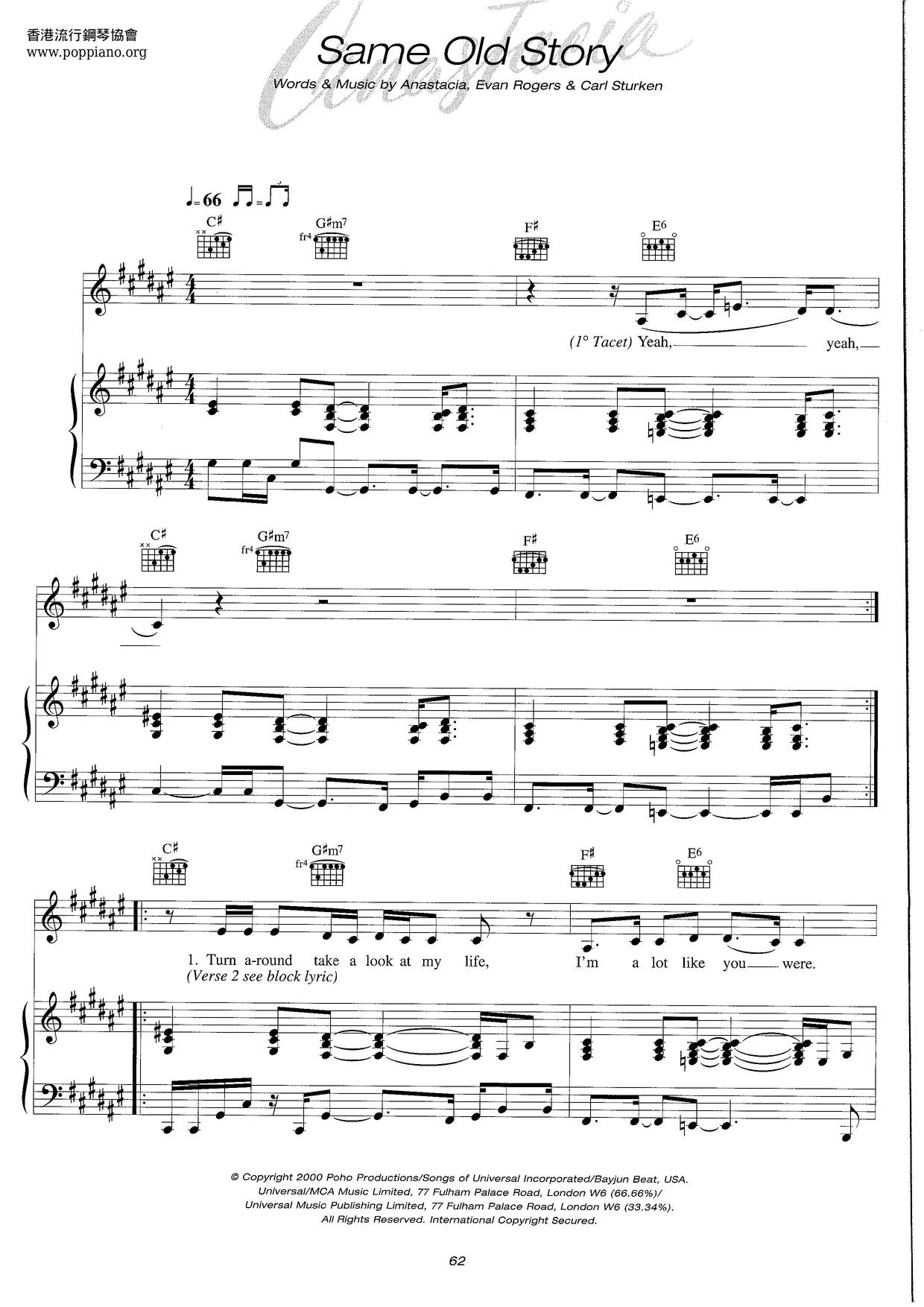 Same Old Story Score
