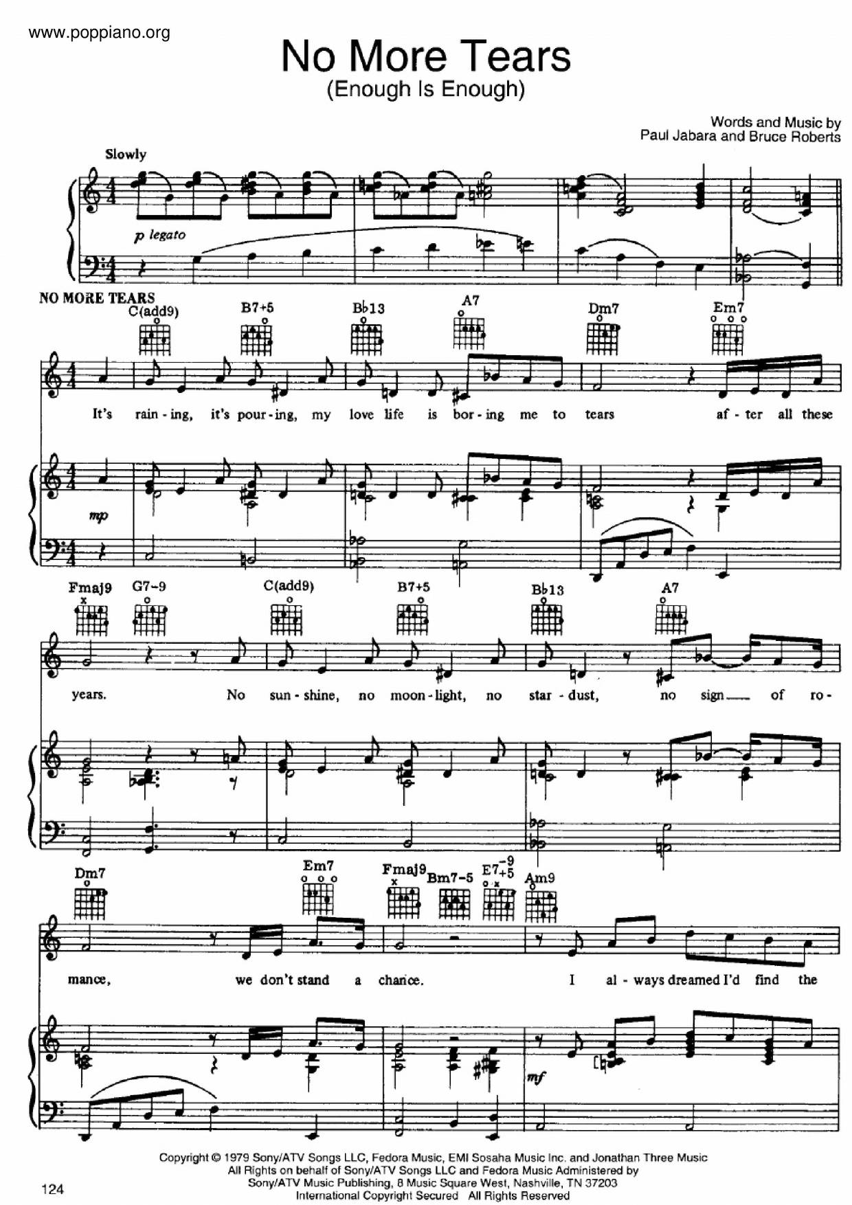 No More Tears Score