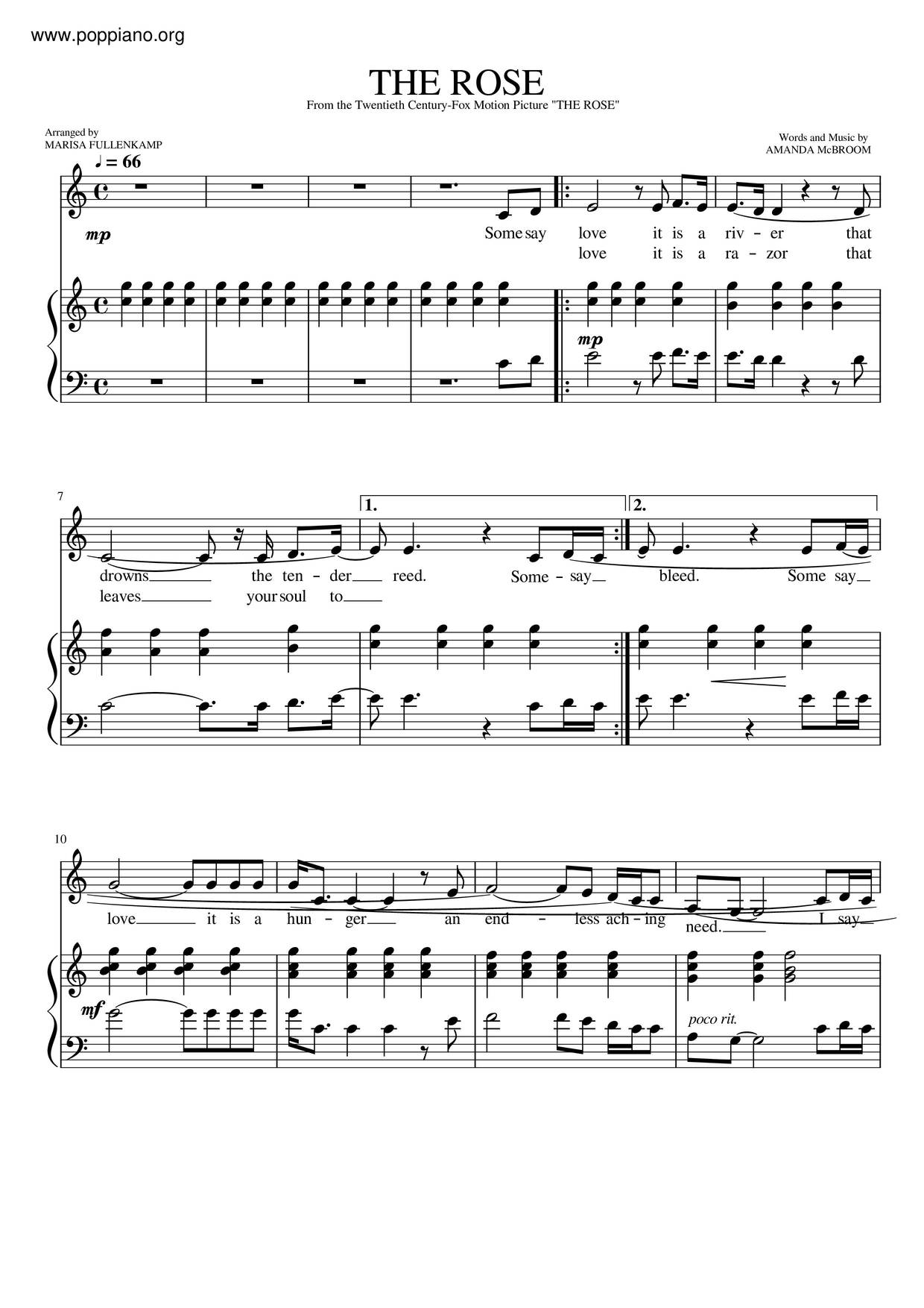 WestlifeThe Rose Sheet Music pdf, Free Score Download ★